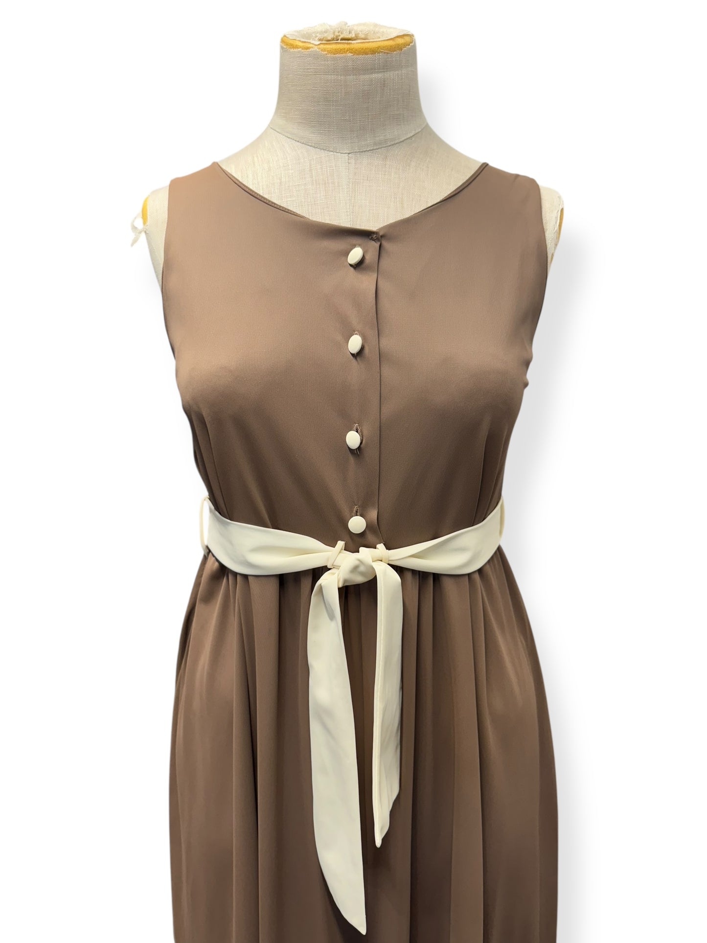 70s Brown/Cream Palazzo Pant Jumper M