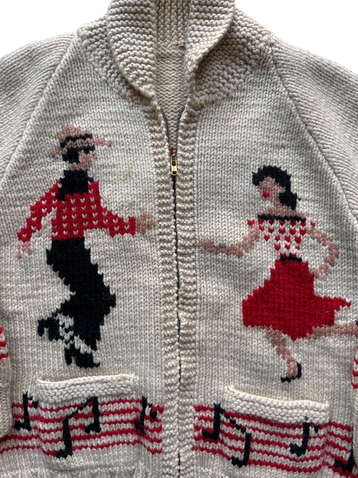 Front Close Up of Vintage Mary Maxim Hoedown Cowichan SZ M