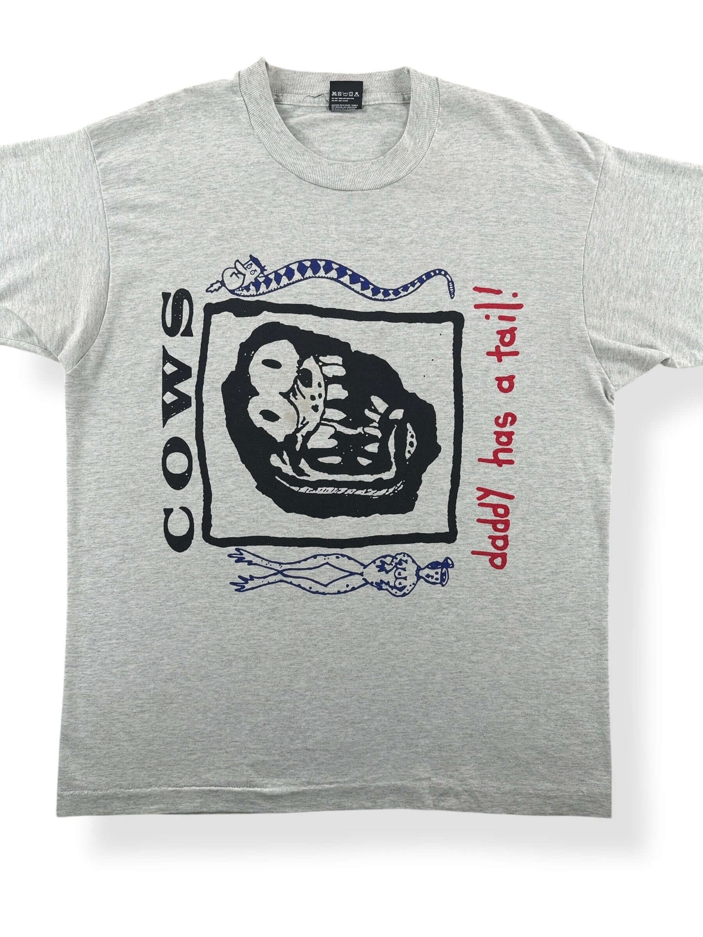 Front Close Up of Vintage Cows Daddy Has a Tail Tee SZ L