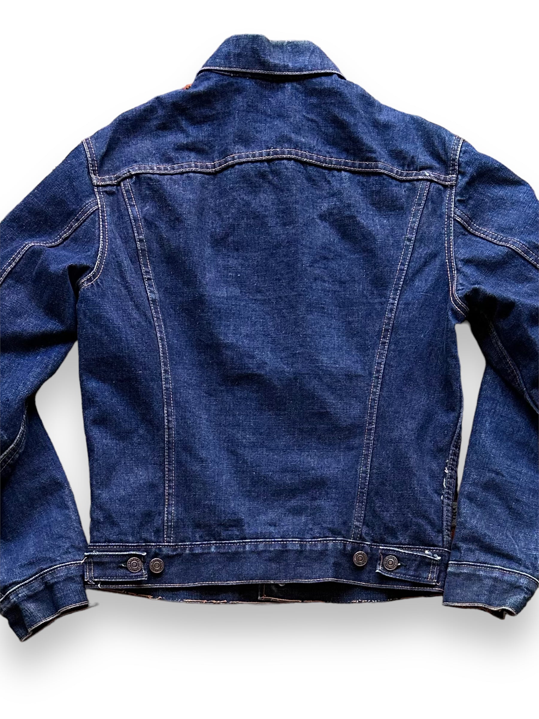 Rear Detail View of Vintage Levi's Big E Blanket Lined Type III Trucker SZ S | Vintage Denim Workwear Seattle | Seattle Vintage Denim