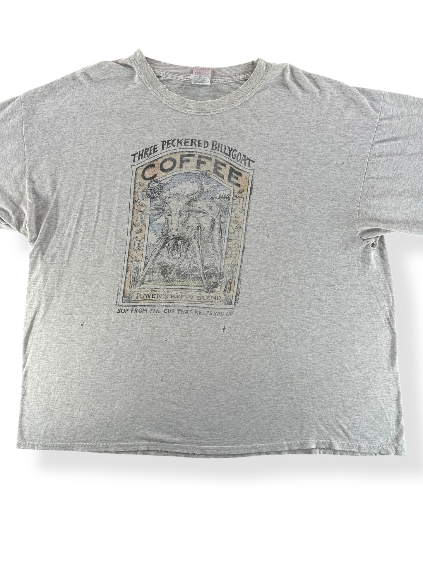 Front of Vintage Ray Troll Ravens Brew Blend Coffee Tee SZ XXL