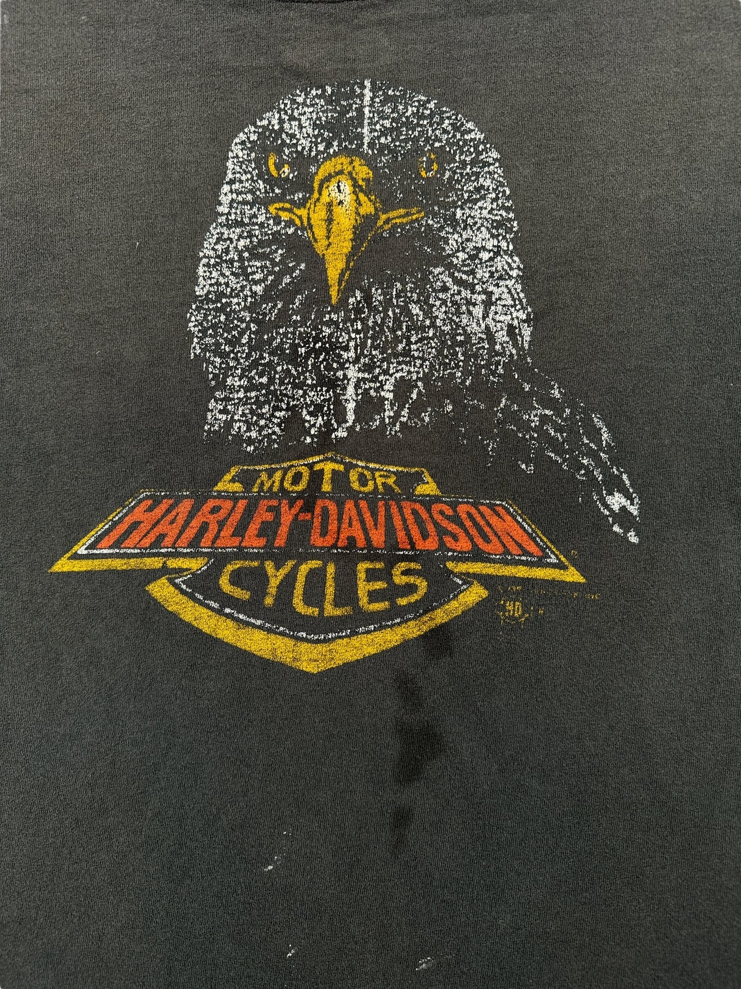 Graphic of Vintage Late 90s Faded Harley Eagle Tee SZ M