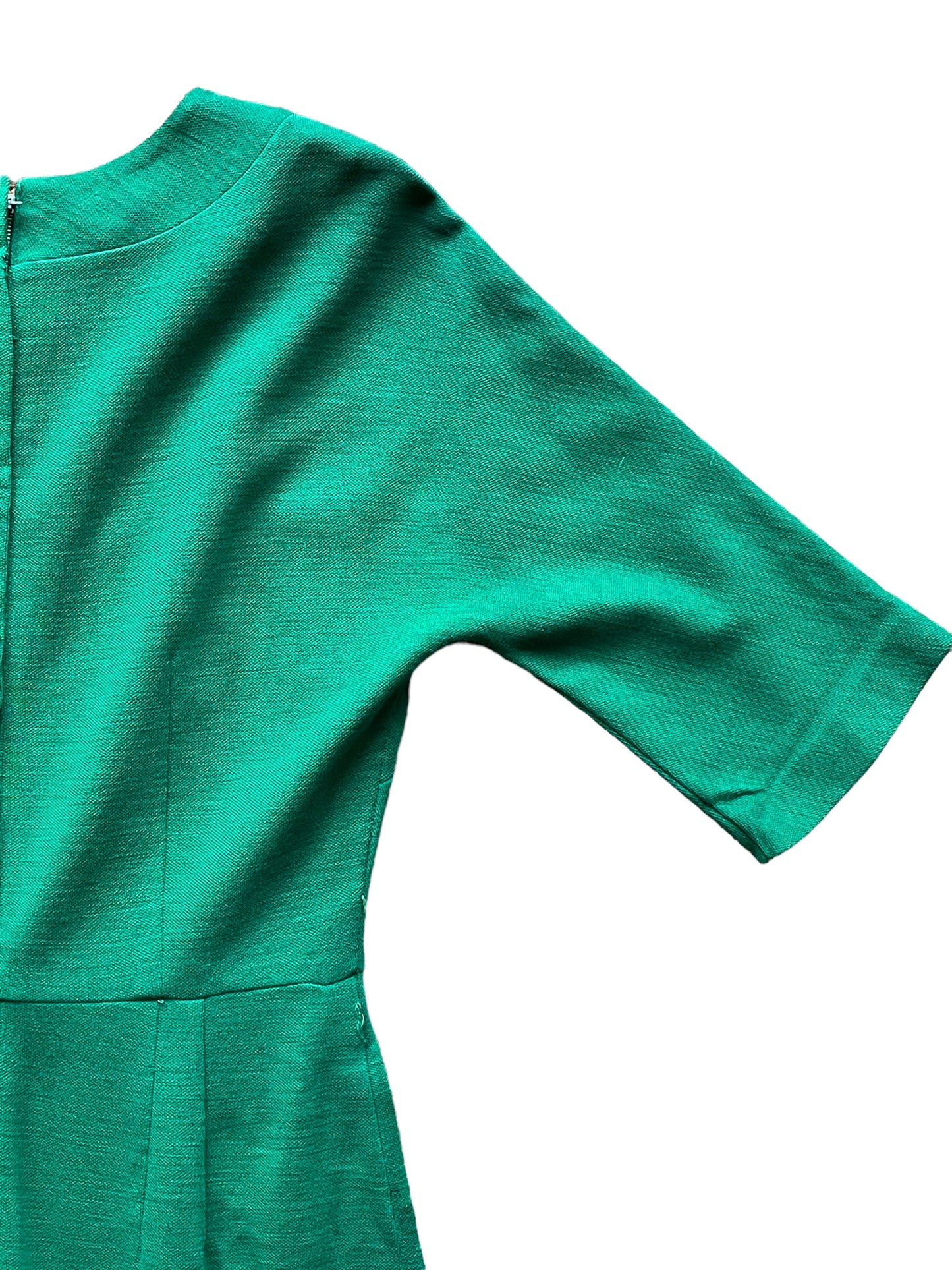 Back top right view of Vintage 1950s Green Wool Wiggle Dress SZ M | Barn Owl Vintage Dresses| Seattle Vintage Ladies Clothing