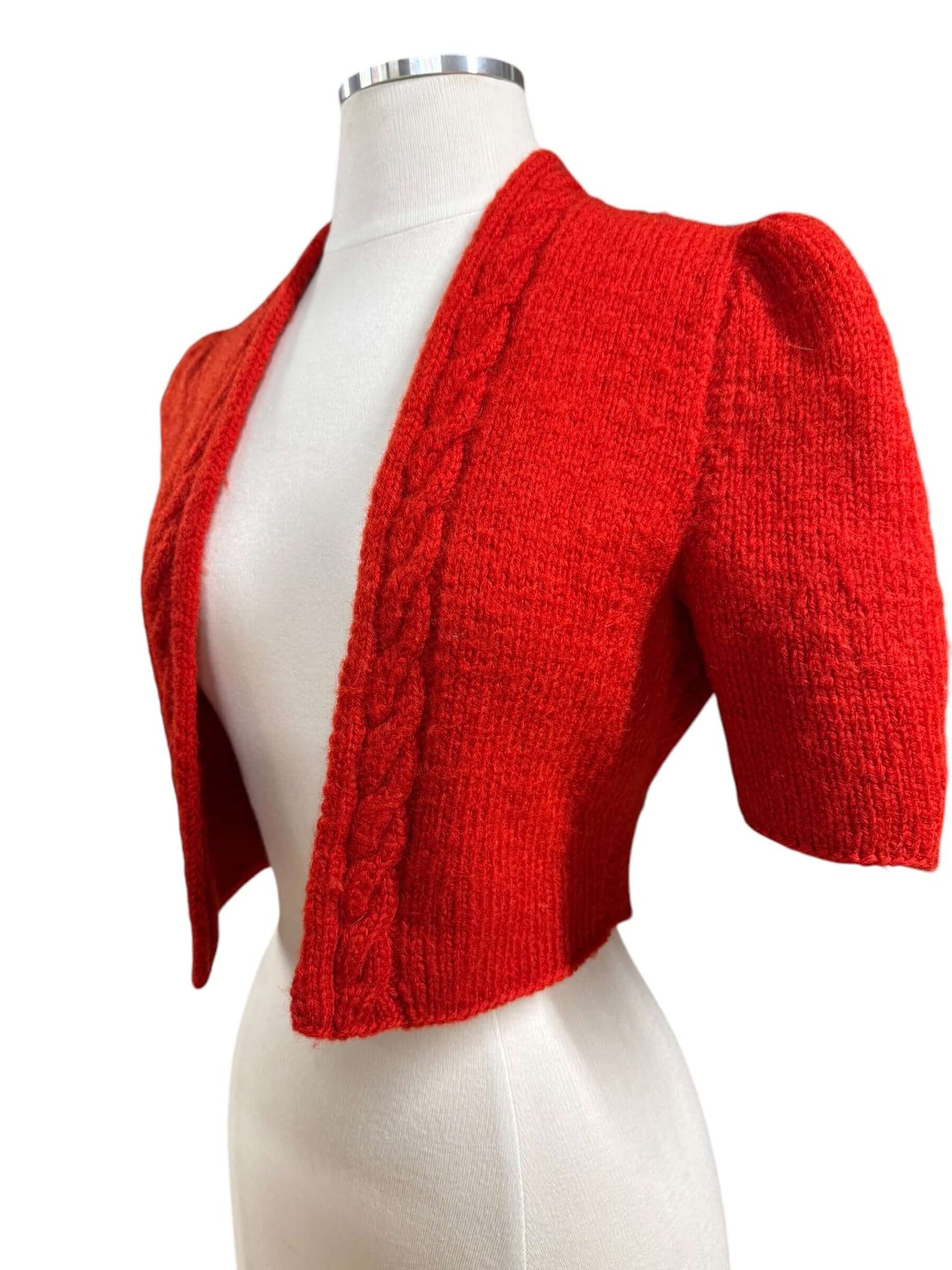 Side view of Vintage Handmade Short Sleeve Cardigan S