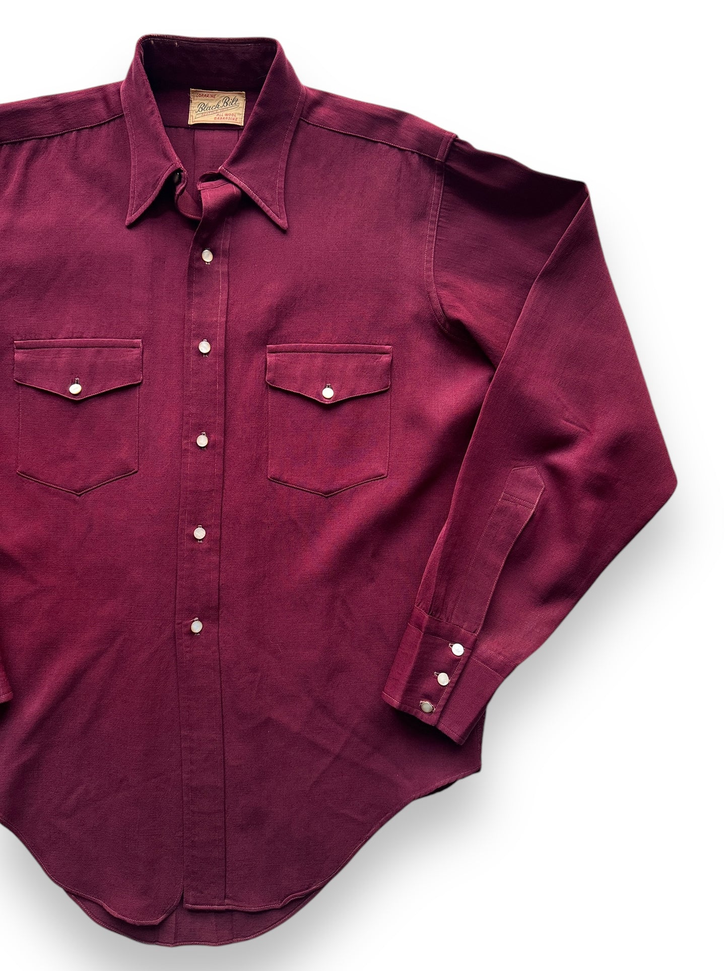 front left of Vintage Lorraine Black Bilt Gabardine Western Shirt SZ XL