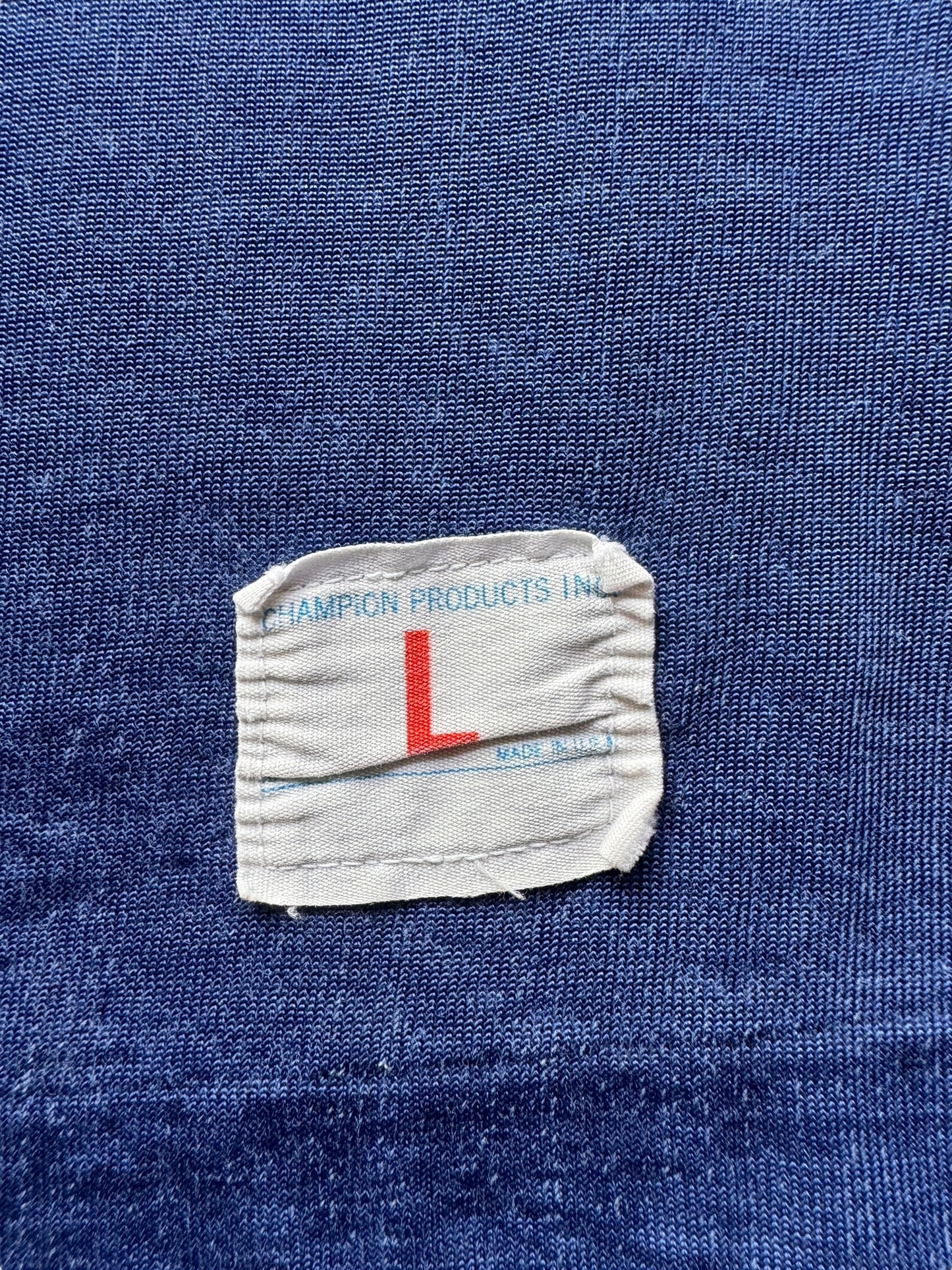 Label on Vintage Champion Blue Bar UCLA Chopper Jersey SZ L AS IS