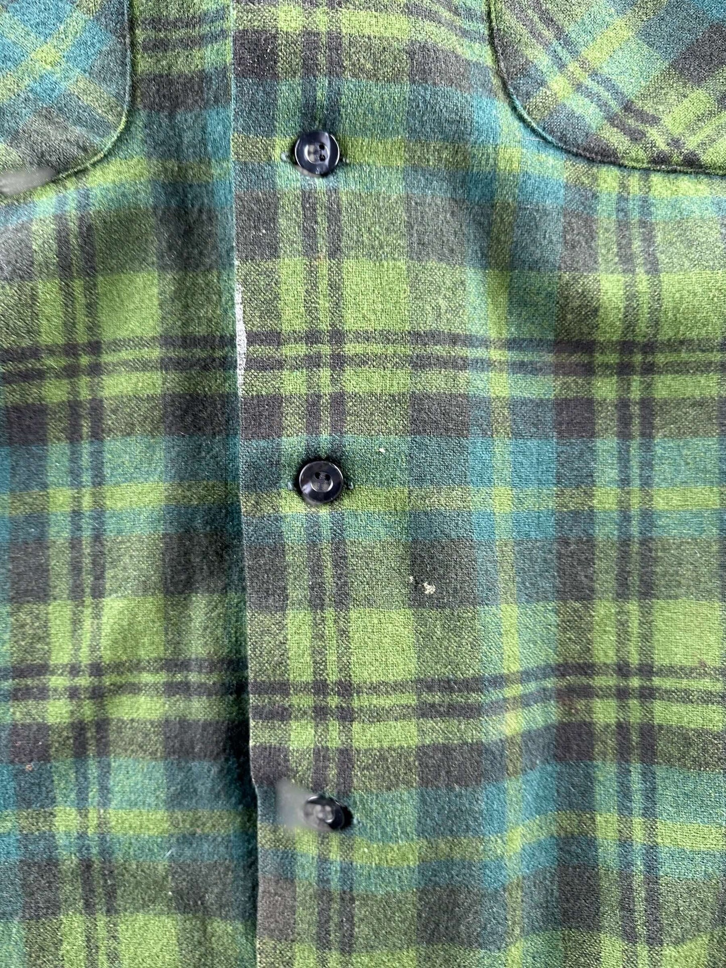 Vintage Paint Splattered Pendleton Blue/Green Wool Board Shirt SZ M