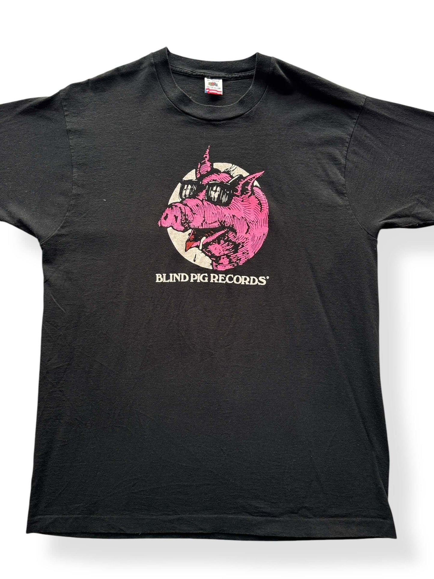 Front Close Up of Vintage Blind Pig Records Tee SZ XL