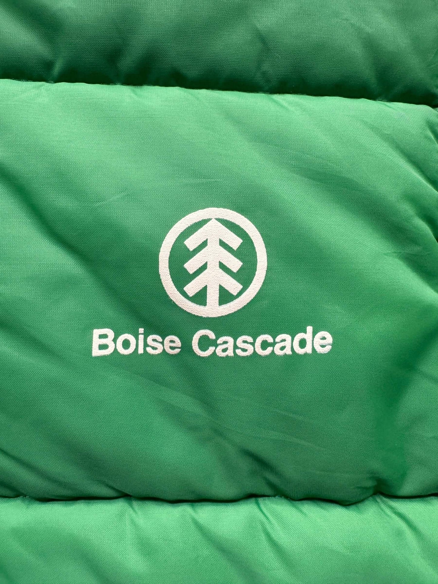 Front Graphic of Vintage Boise Cascade Puffer Vest SZ L