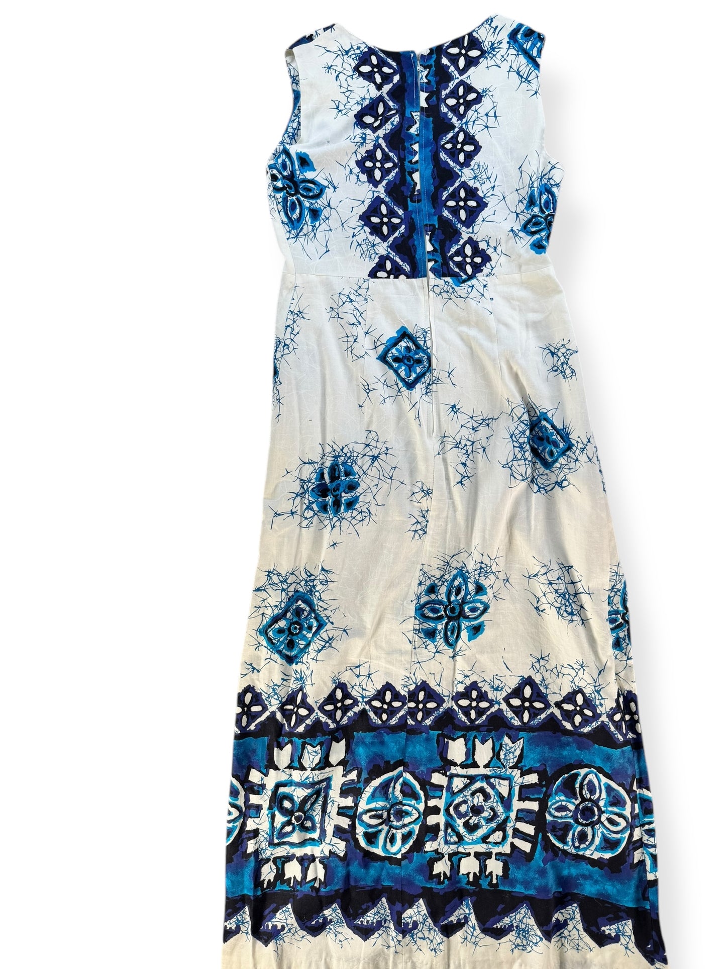 Back view of 1960s Deadstock Polynesian Bazaar Batik Maxi M-L
