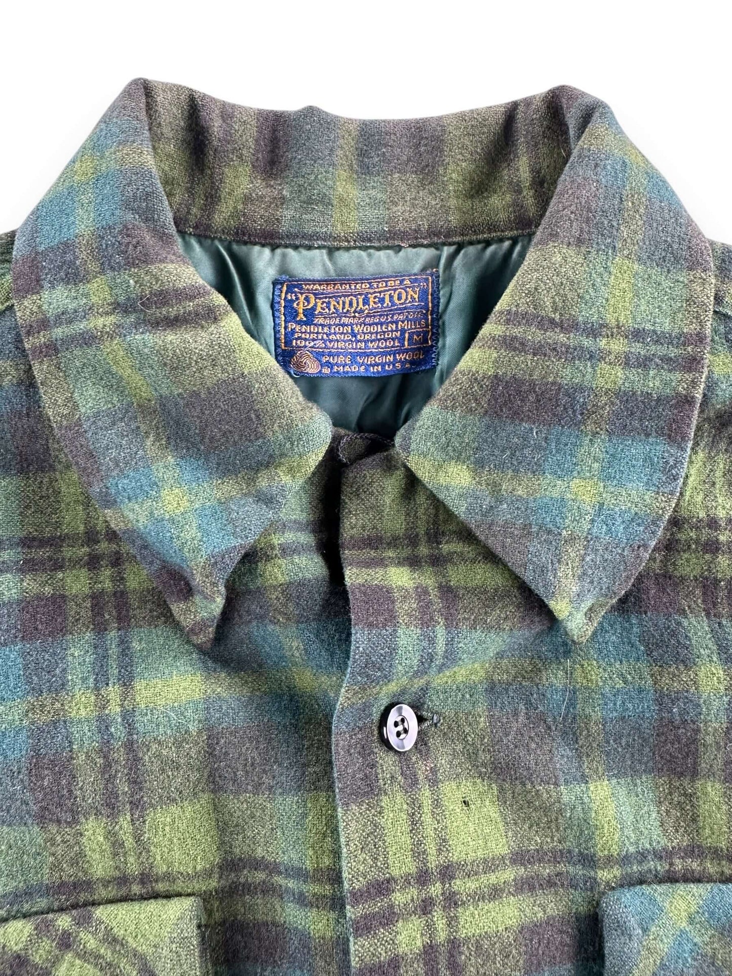 Vintage Paint Splattered Pendleton Blue/Green Wool Board Shirt SZ M