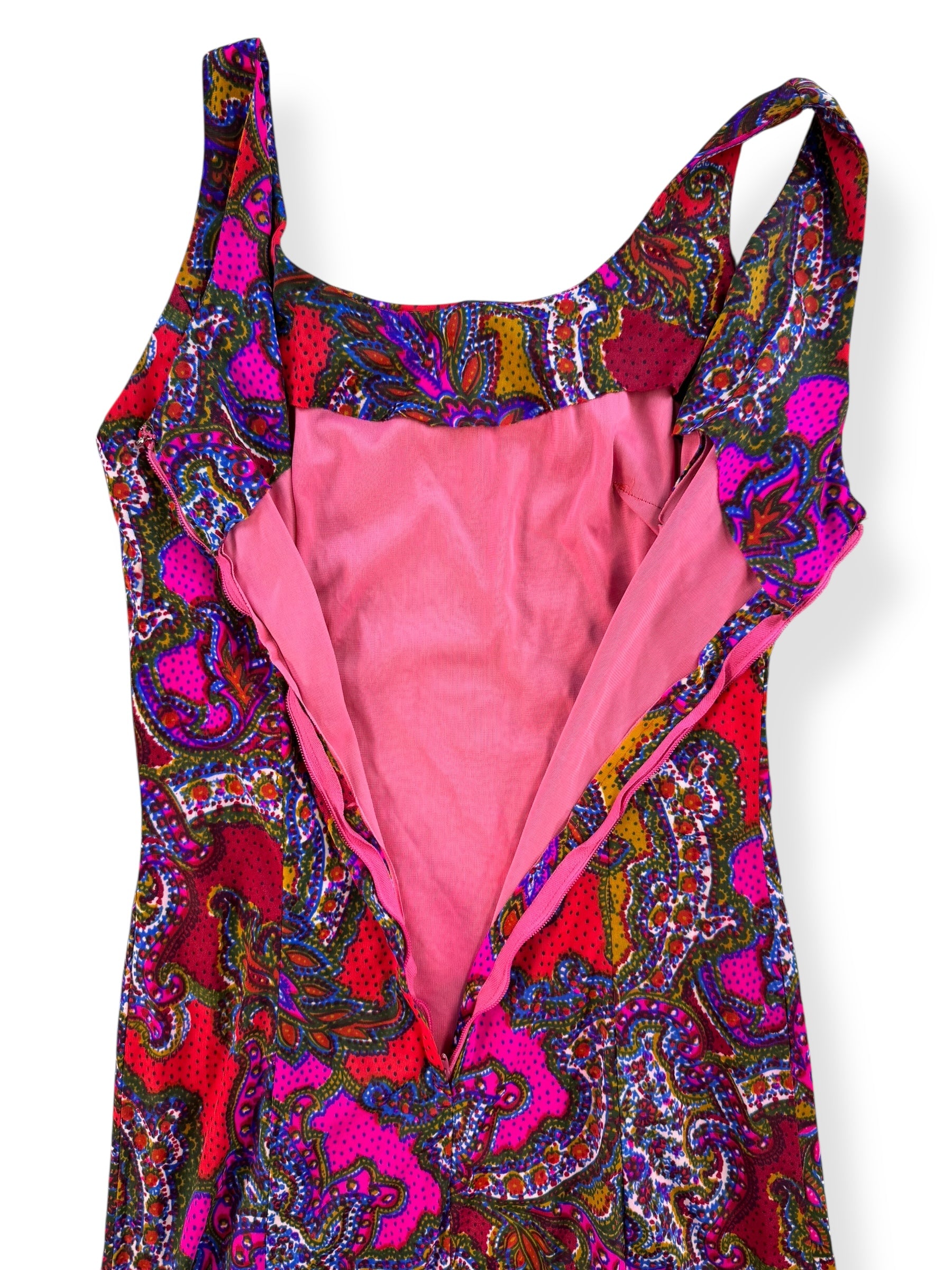 Back of 1960s Pink Paisley Mini Dress S