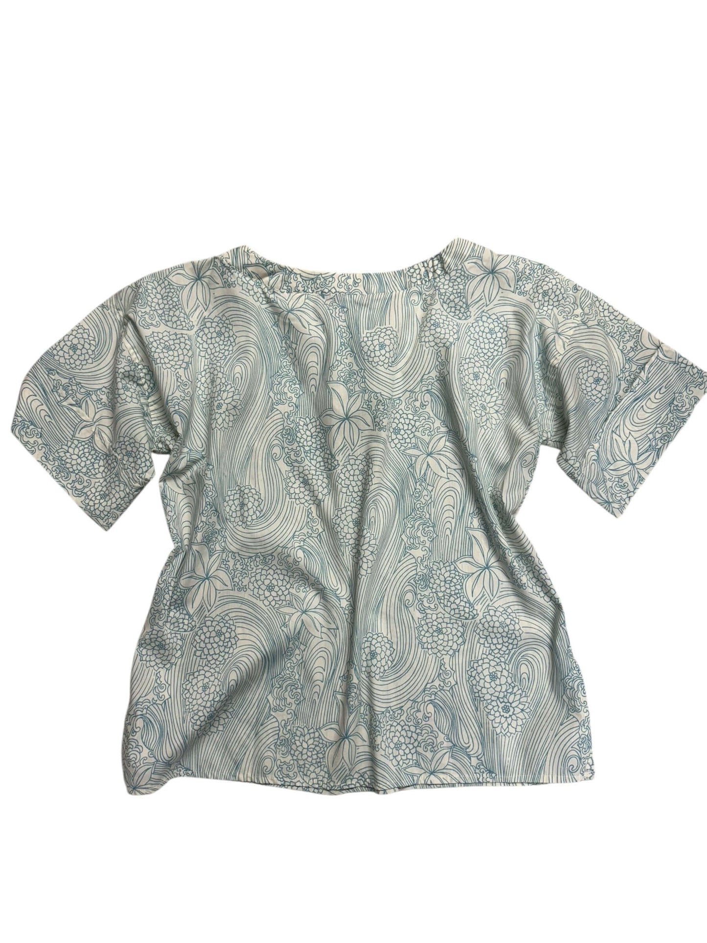Back view of 1960s Ruth's Blue Floral Top L