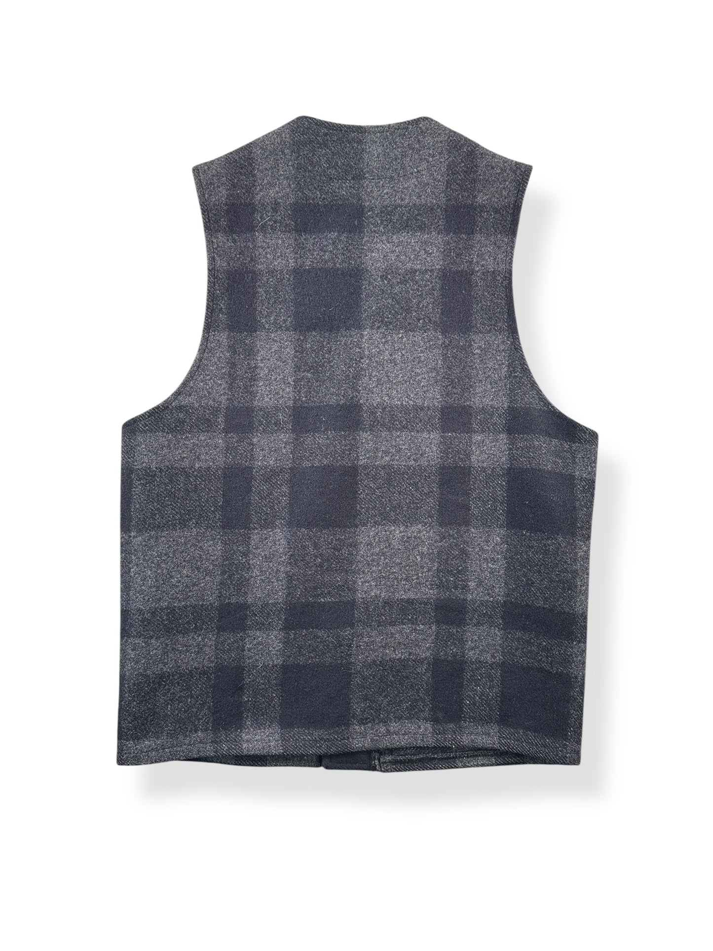 Back of Vintage Charcoal Plaid Filson Vest SZ S