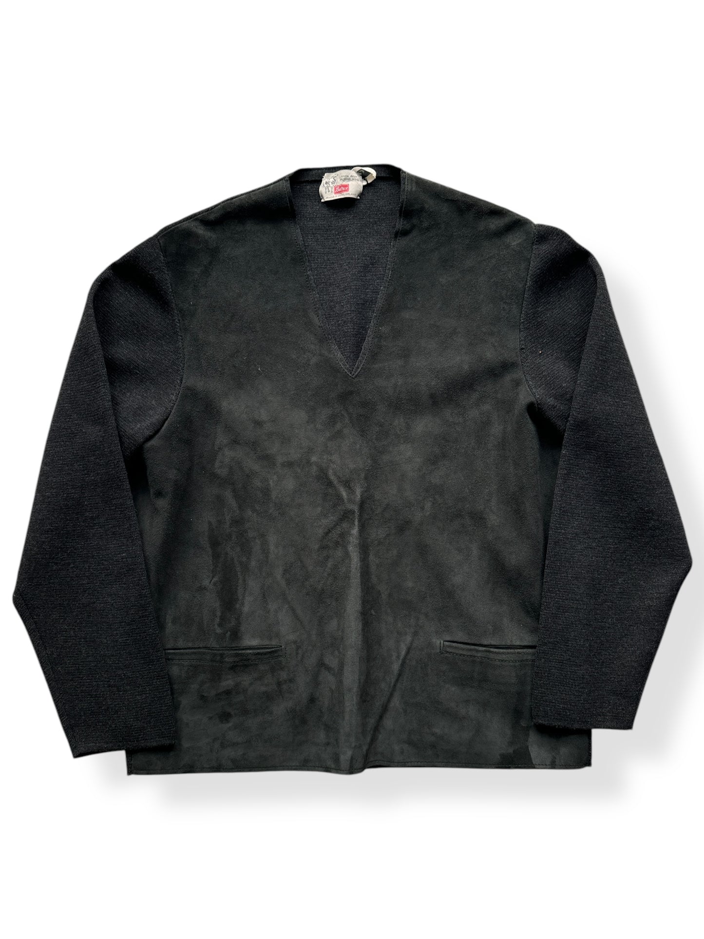 Front of Vintage Beltex Merino Wool/Suede Pullover SZ L