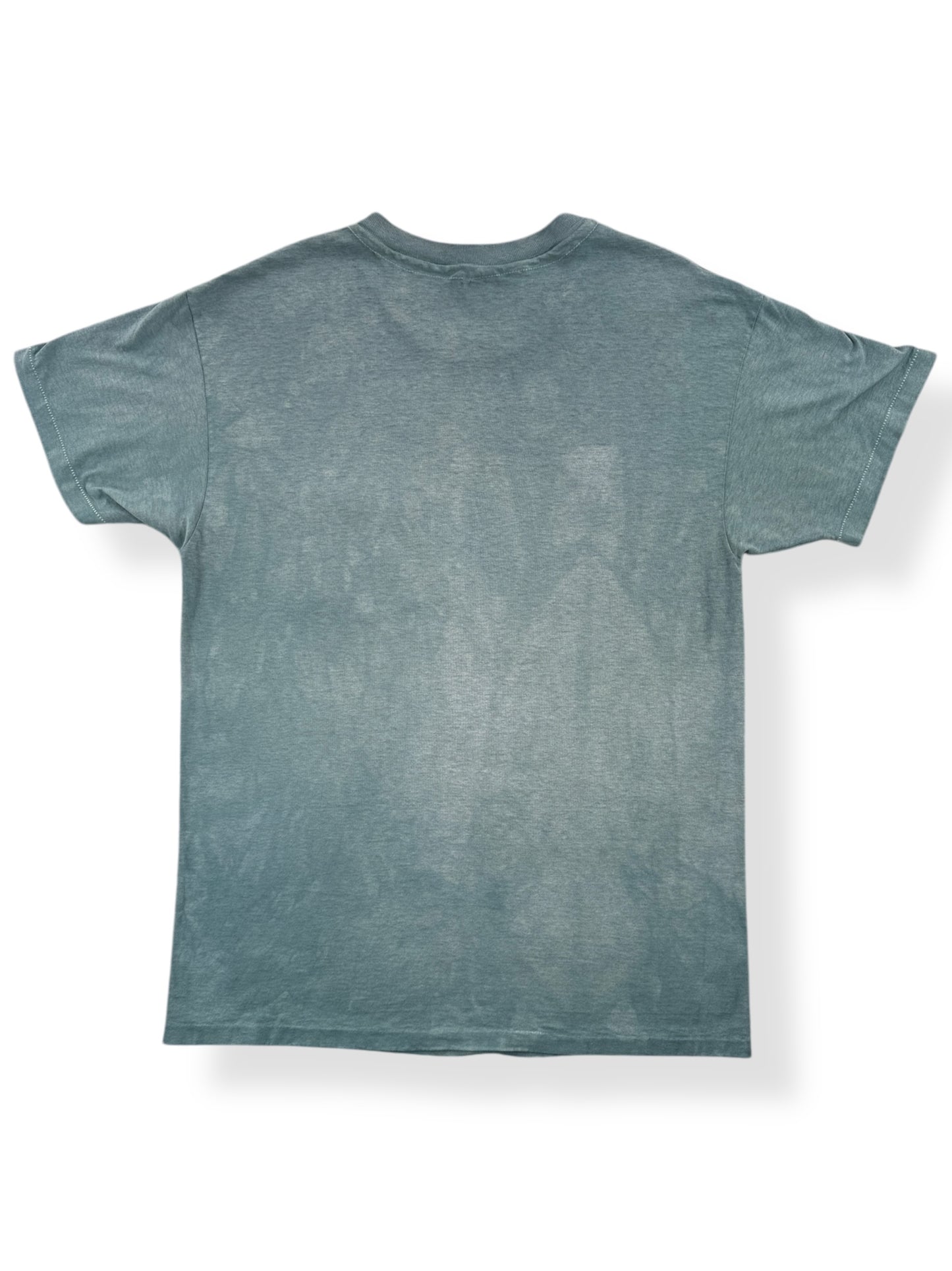 Back of Vintage Overdyed Hanes Green Blank Pocket Tee SZ M
