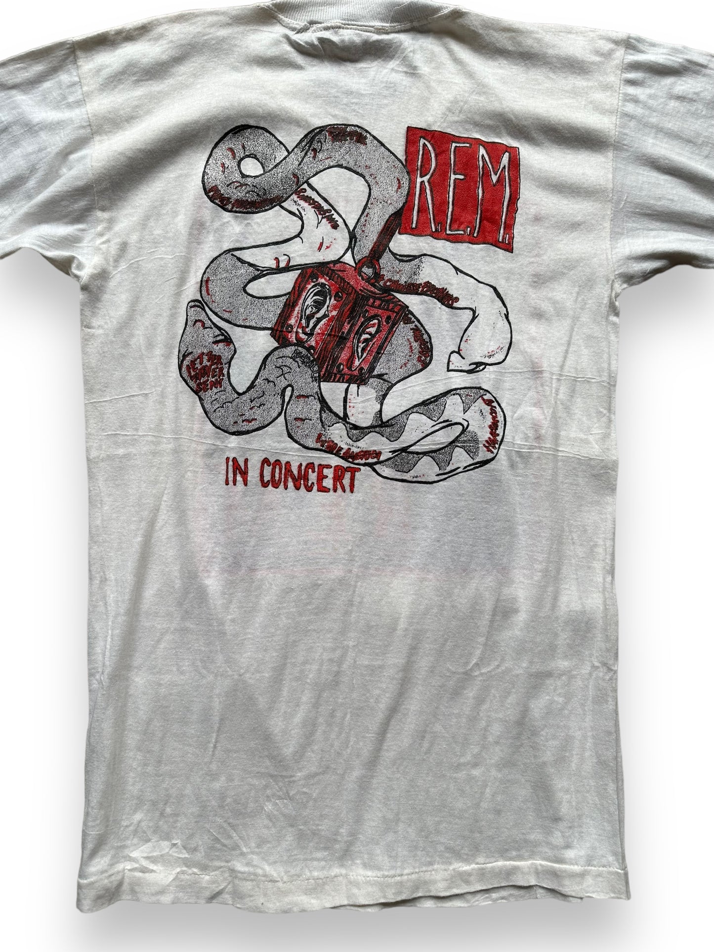 Rear Detail on Vintage REM Reckoning Bootleg Tee SZ XL | Barn Owl Vintage Clothing | Vintage Athens Georgia Rock Tees Seattle