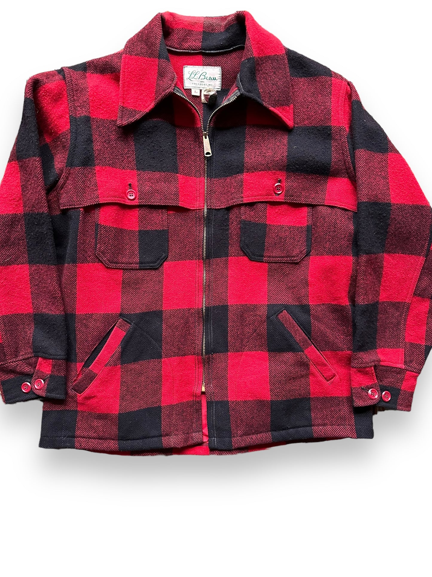 Front Detail of Vintage L.L. Bean Wool Jacket SZ L | Vintage Wool Jacket Seattle | Seattle Vintage Clothing