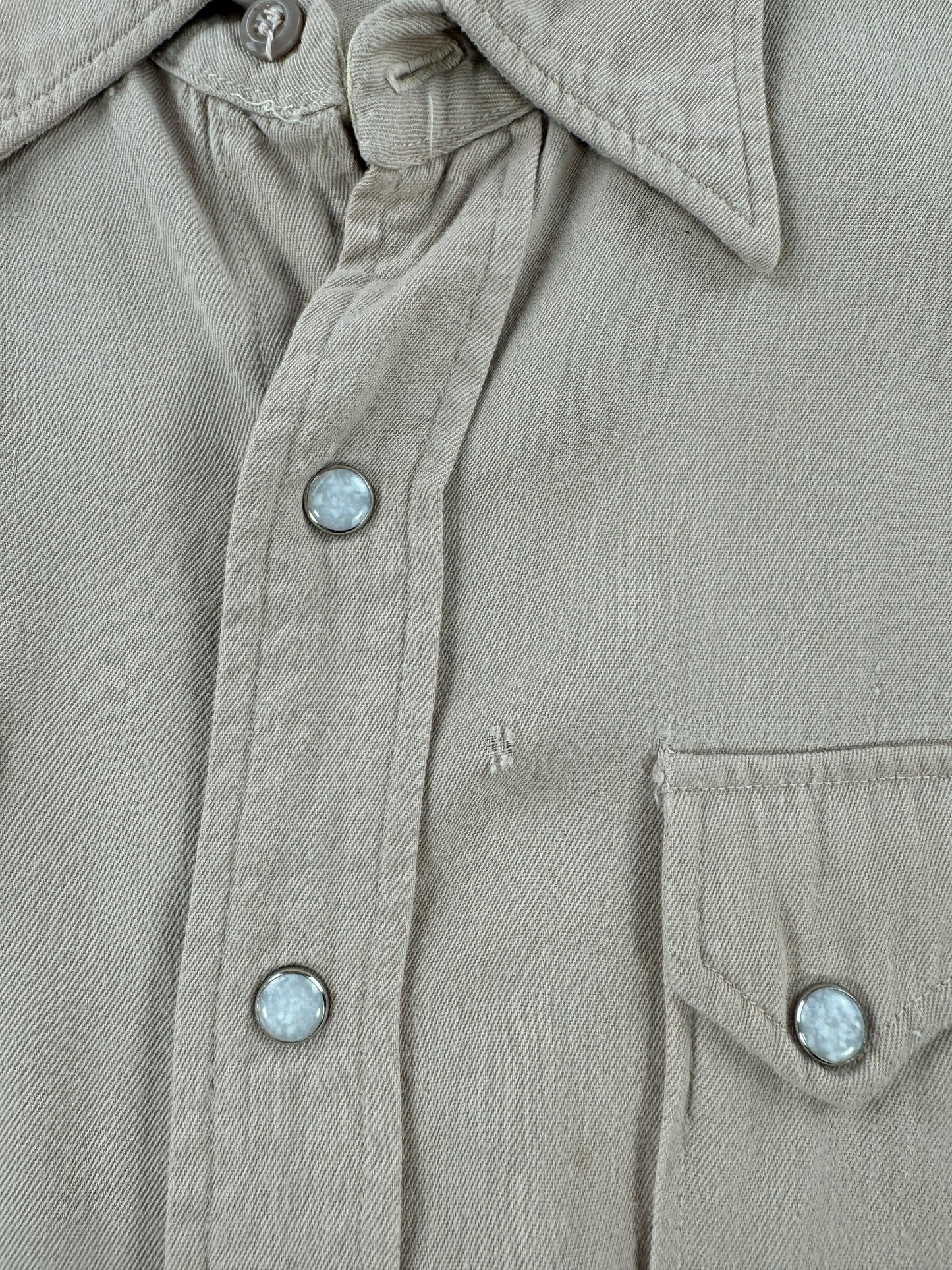 Hole of Vintage Sawtooth Pocket Gabardine Pearl Snap Shirt SZ M