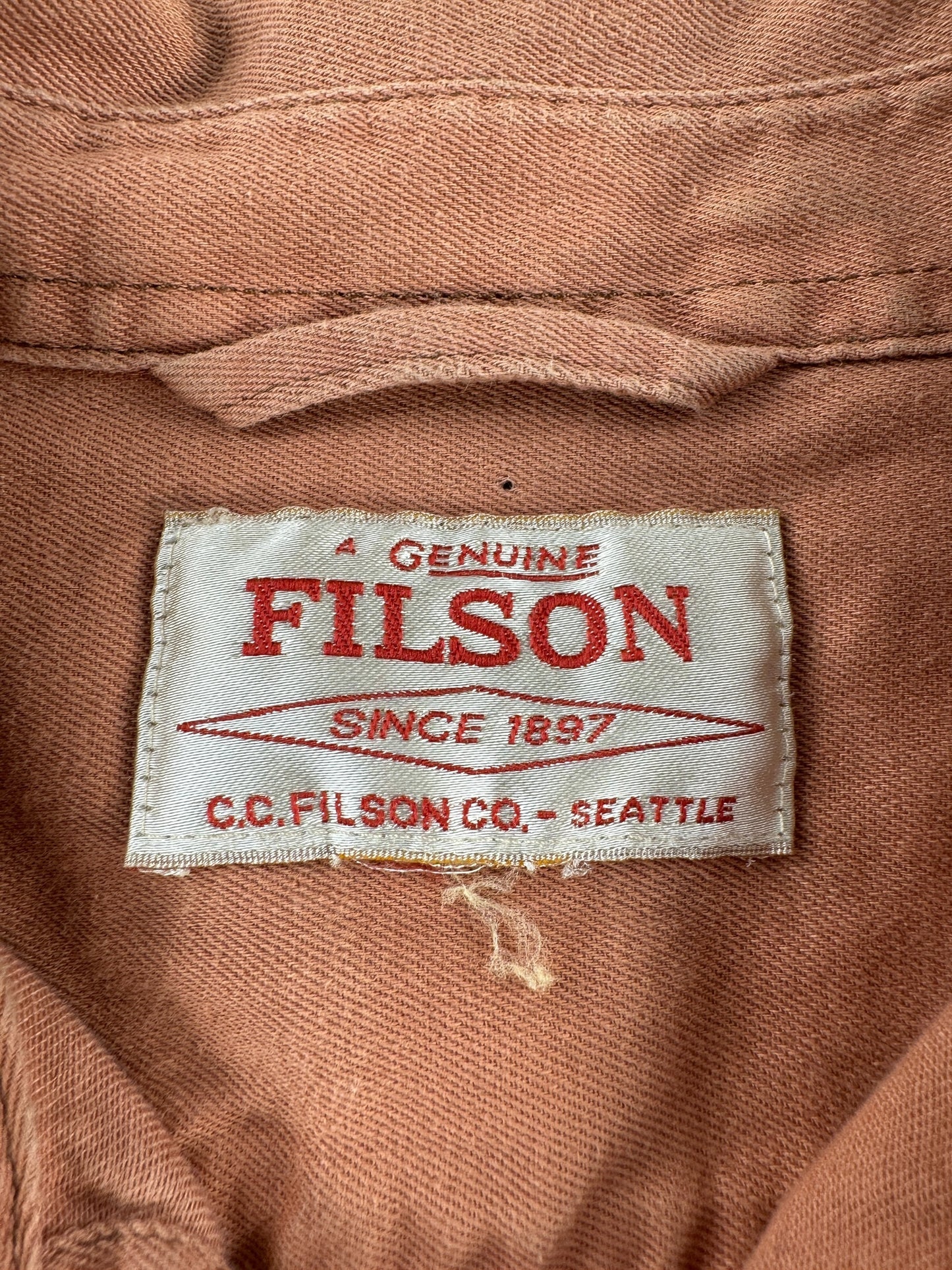 Tag on Filson Sunburn Shipwright Fine Twill Shirt SZ M