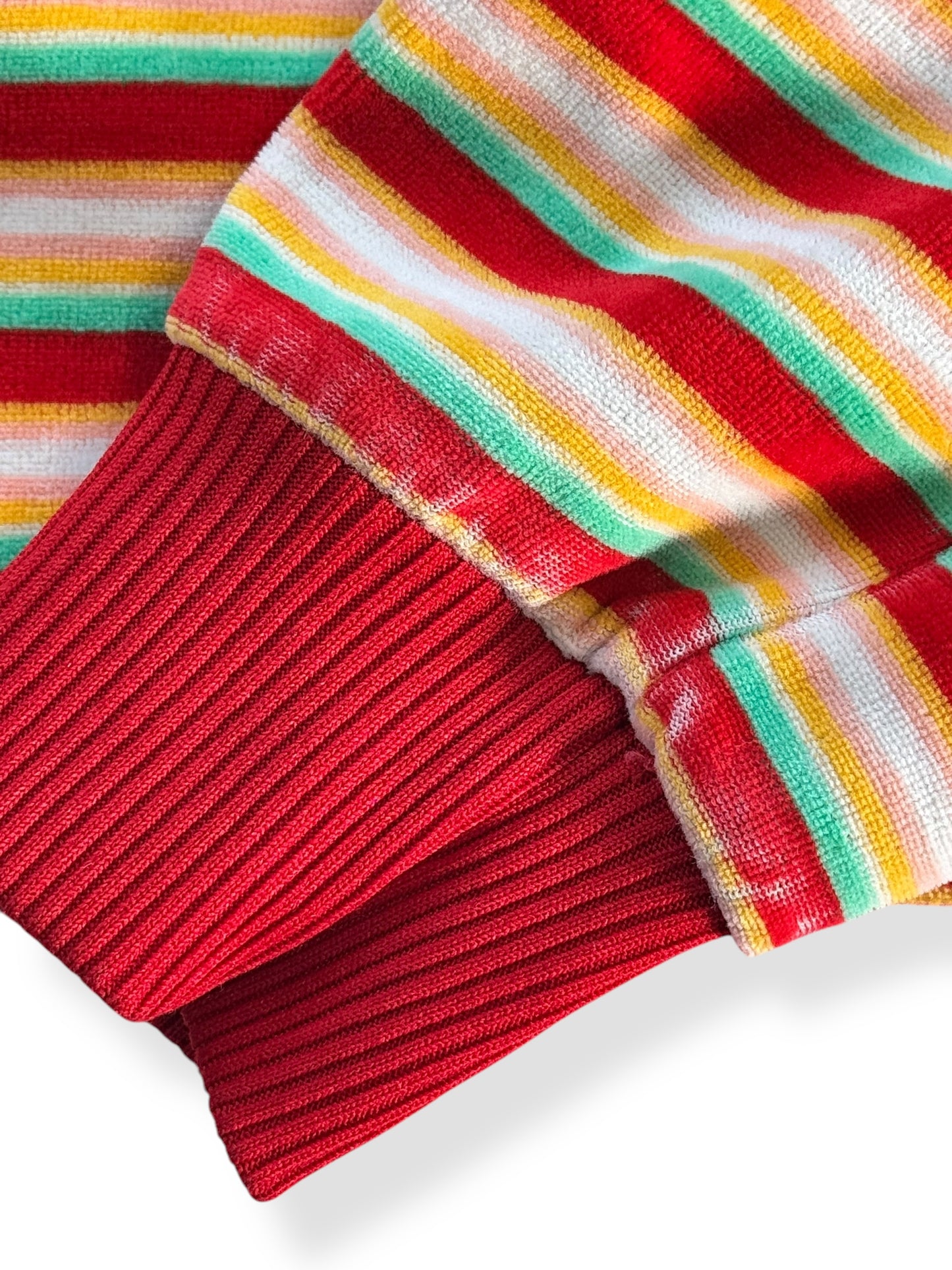Worn cuff of 1970s Striped Velour Top M