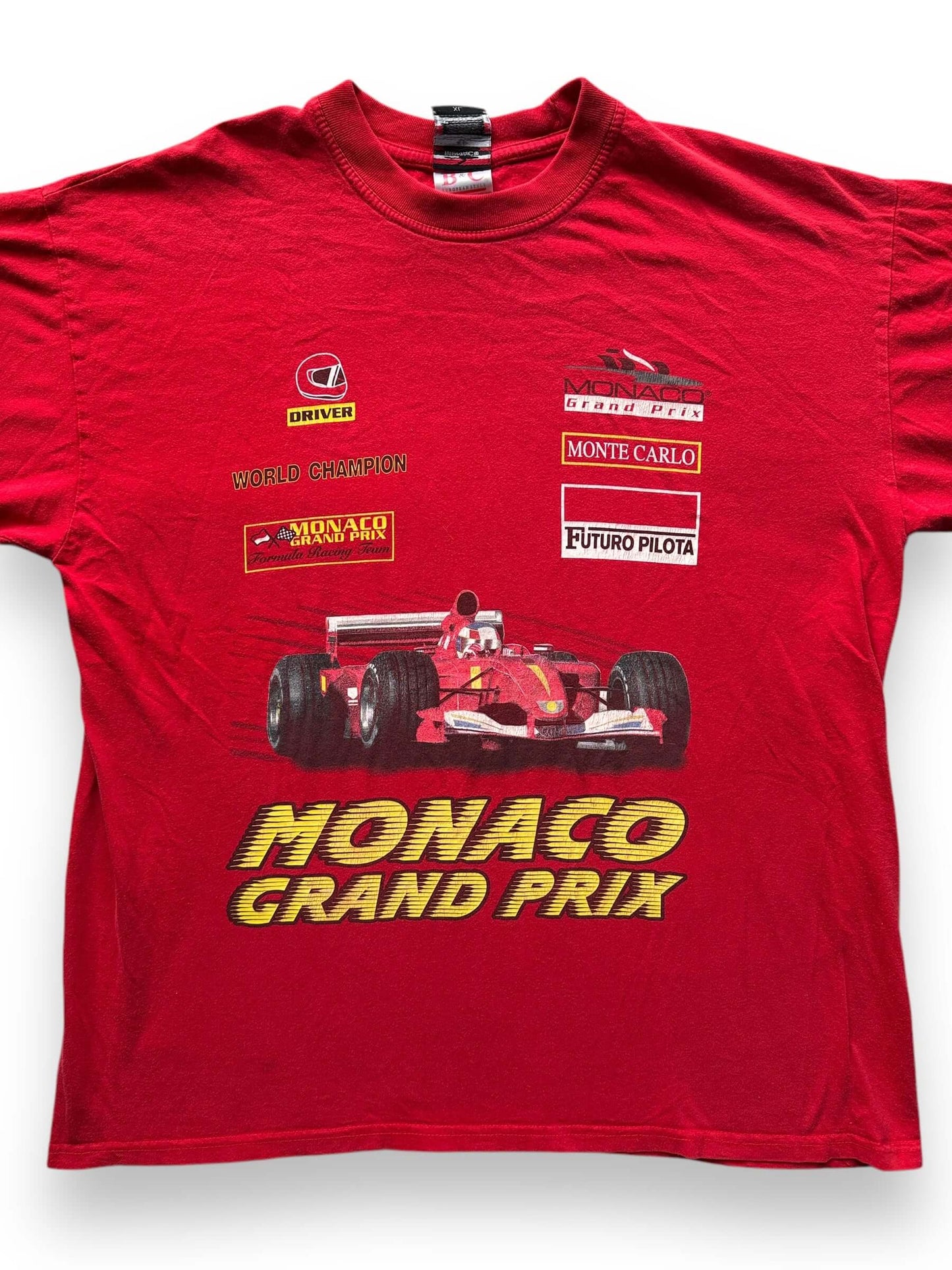 Front Close Up of Vintage Monaco Grand Prix Racing Tee SZ XL