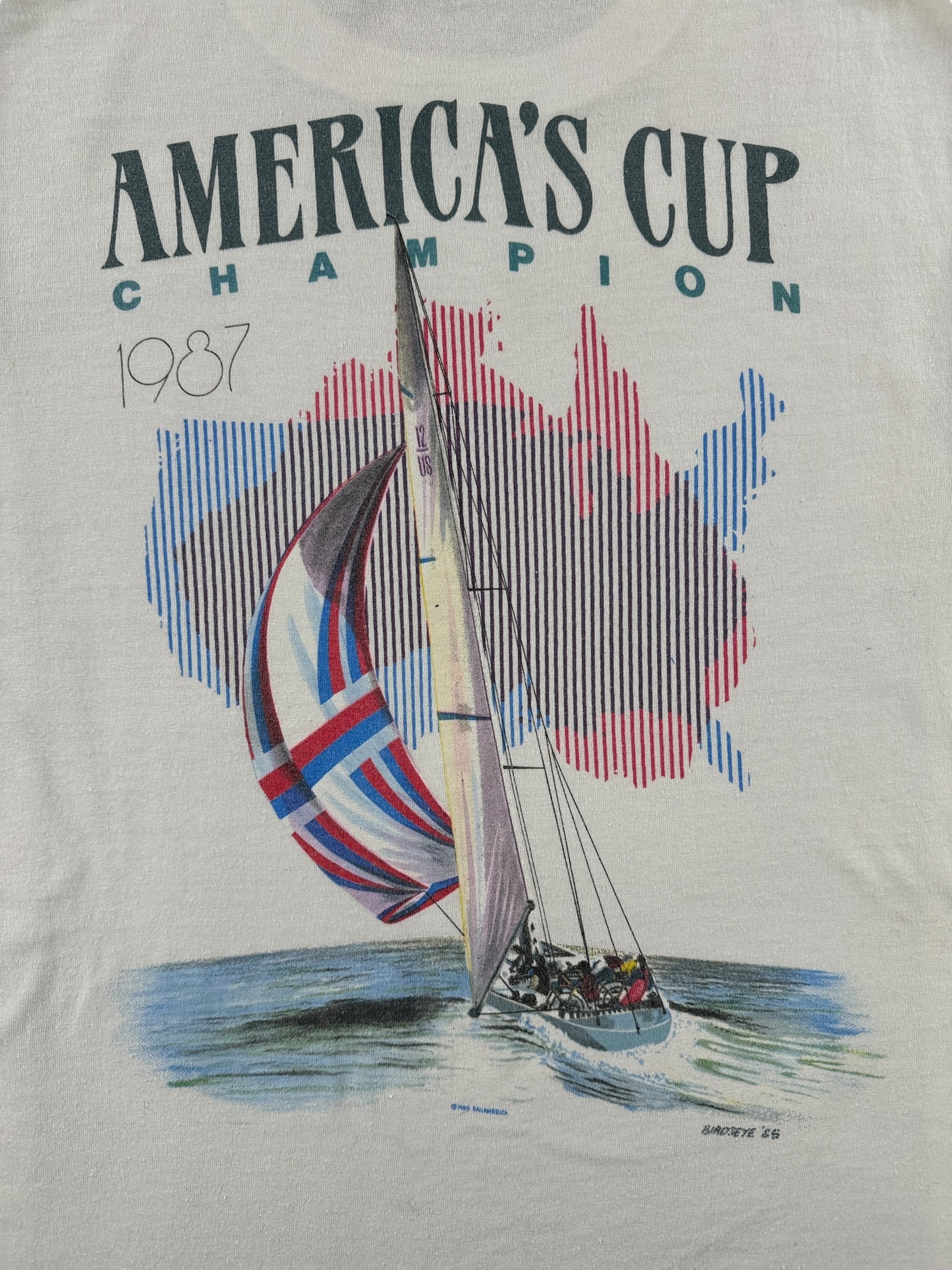 Back Graphic of Vintage '87 Americas Cup Longsleeve Tee SZ S