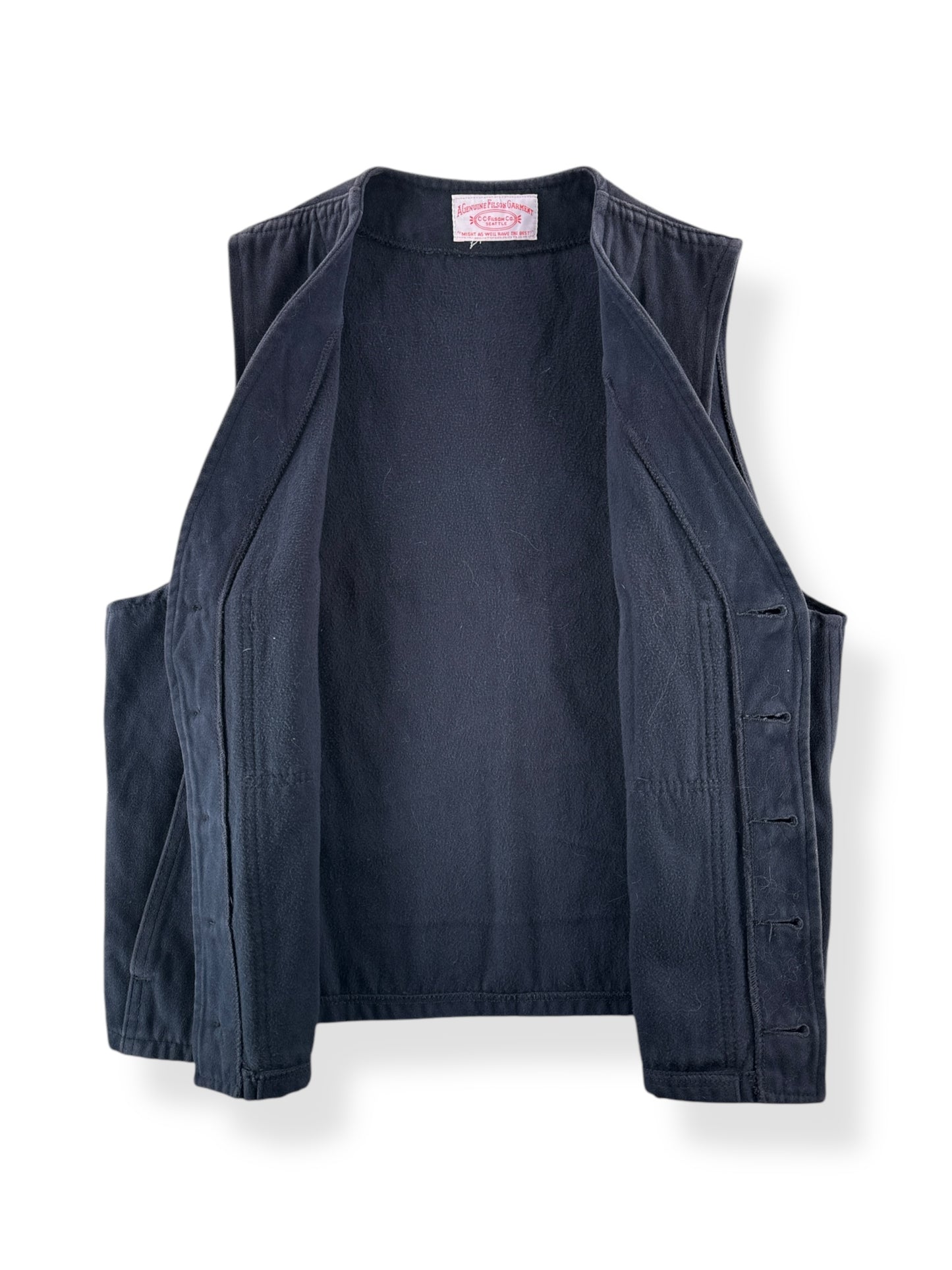 Inside of Modern Black Moleskin Filson Vest SZ L
