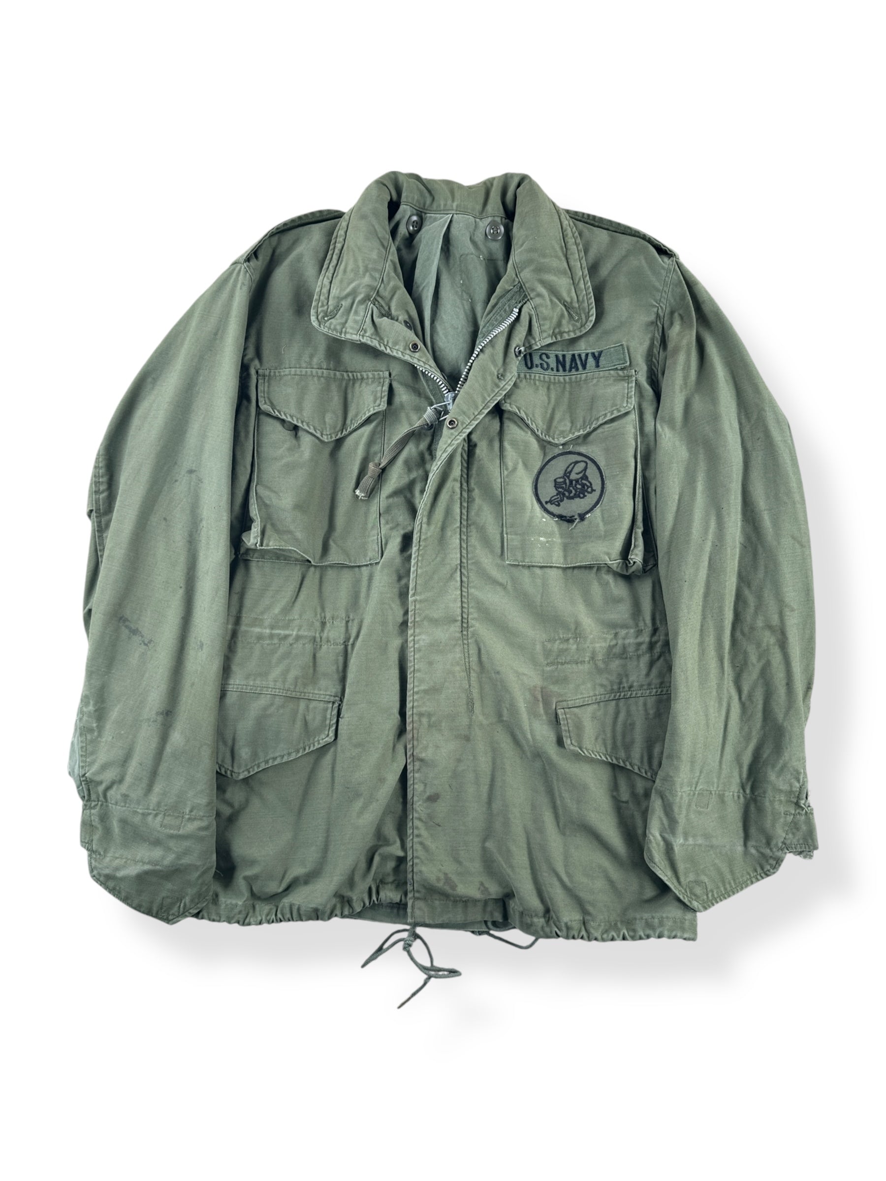 Front of Vintage Seabees M65 Field Jacket SZ M AS IS