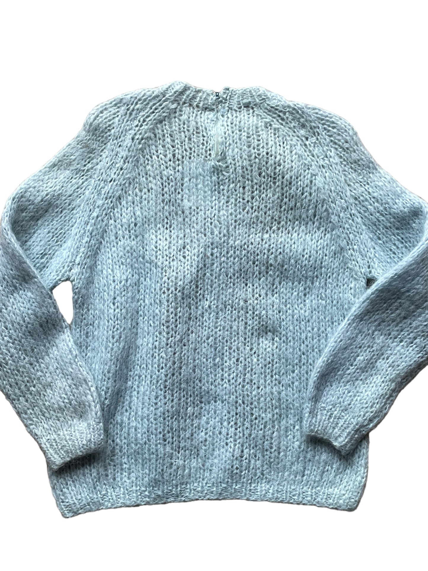 Full back view of Vintage 1950s Mohair Cable Knit Sweater SZ L | Barn Owl Sweaters | Seattle Vintage