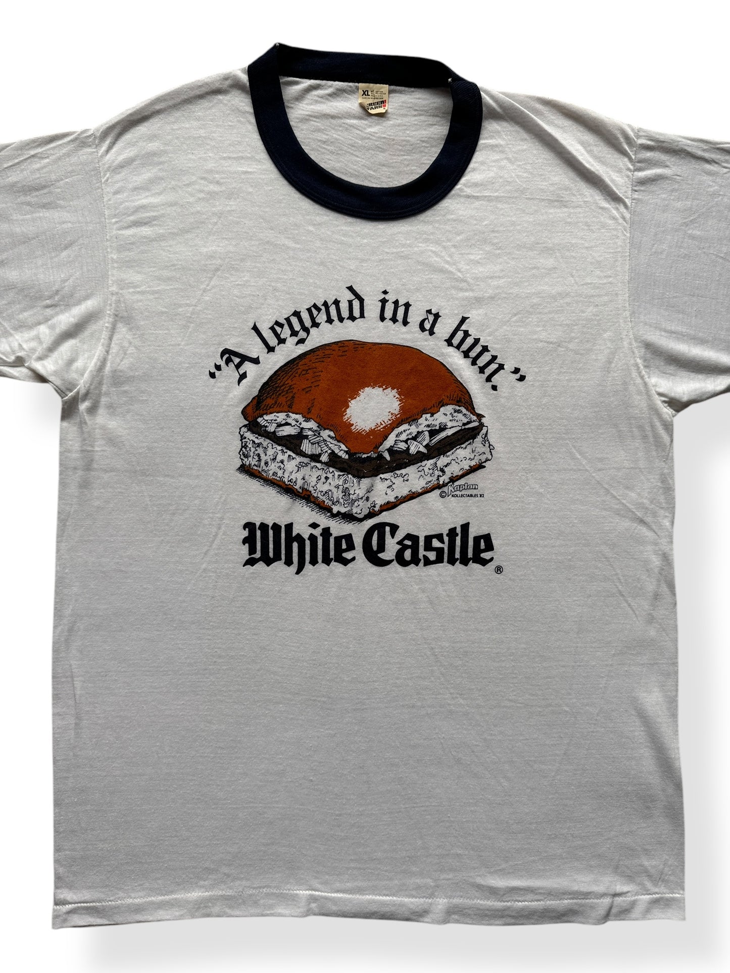 Front Close Up of Vintage Whitecastle Ringer Tee SZ XL