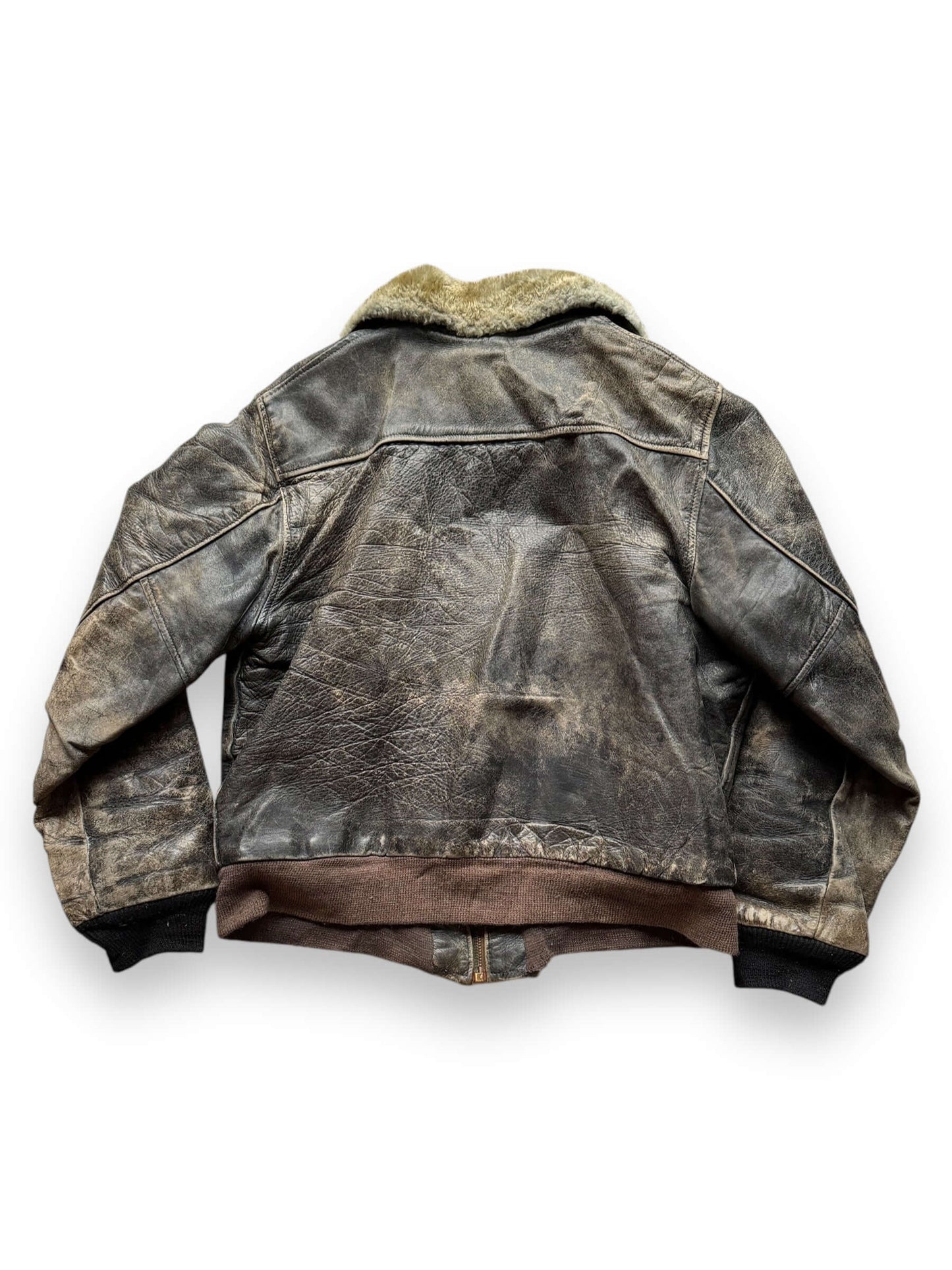 back of Vintage Genuine Horsehide Leather Jacket SZ M