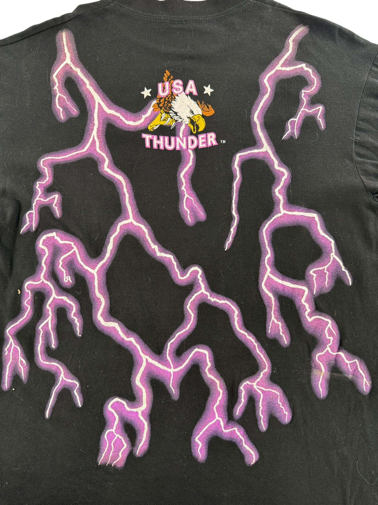 Back Graphic of Vintage 1990’s American Thunder Wizard Tee SZ L