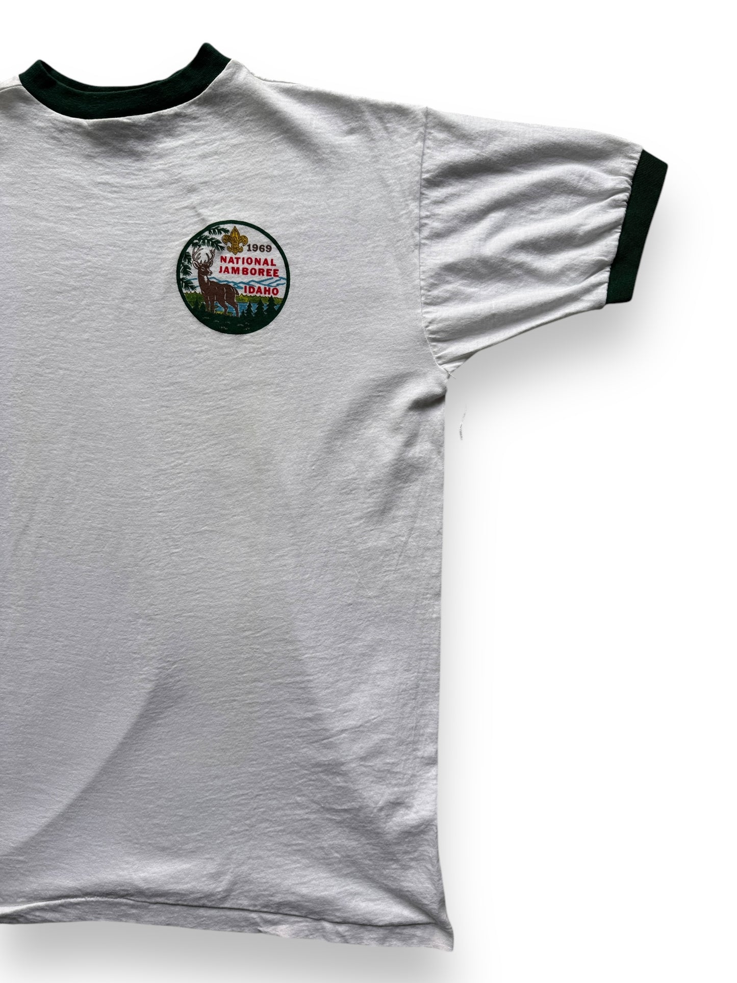 front left of Vintage 1969 Idaho BSA Ringer Tee SZ L
