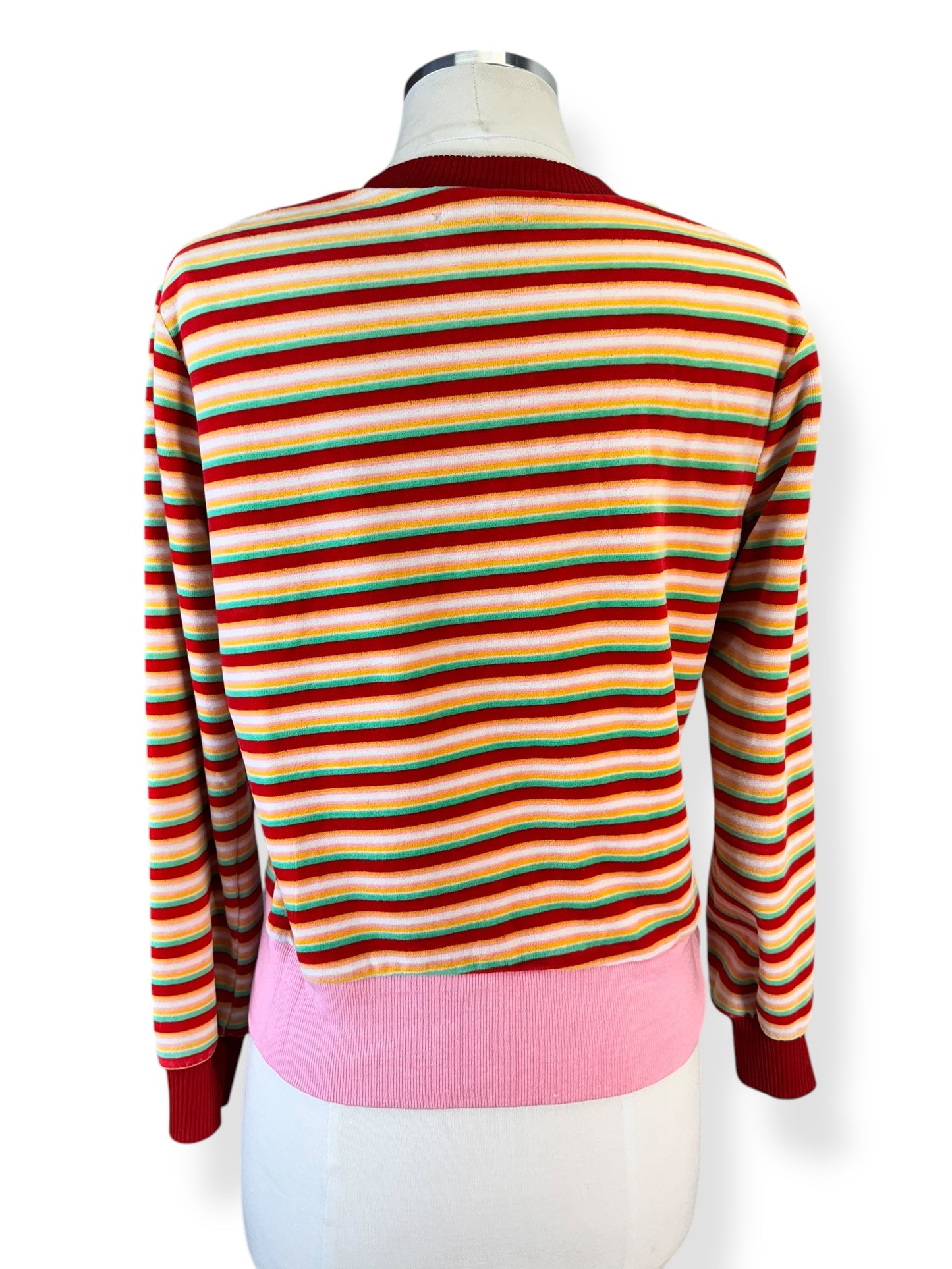 Back view of 1970s Striped Velour Top M