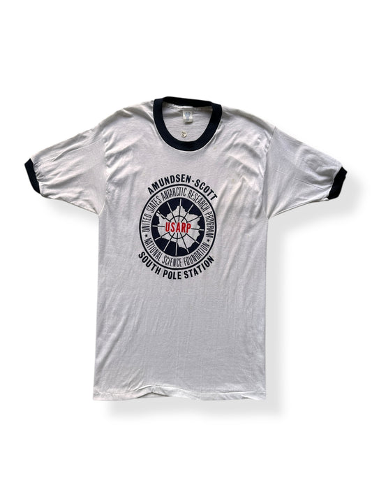 Front of NOS Amundsen-Scott Antarctic Research Ringer Tee SZ S