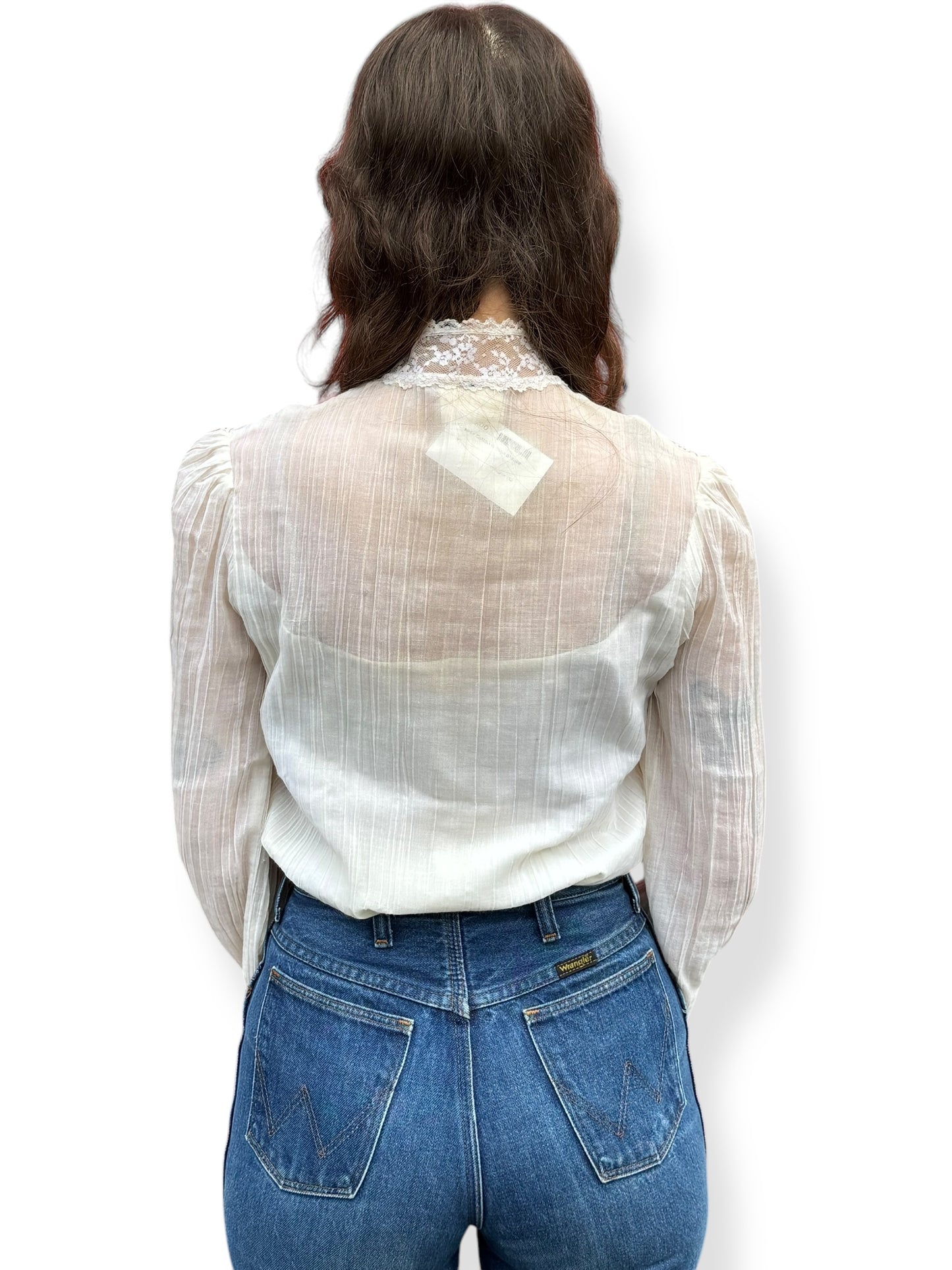 Back view of Vintage Crepe Cotton Gunne Sax Blouse L