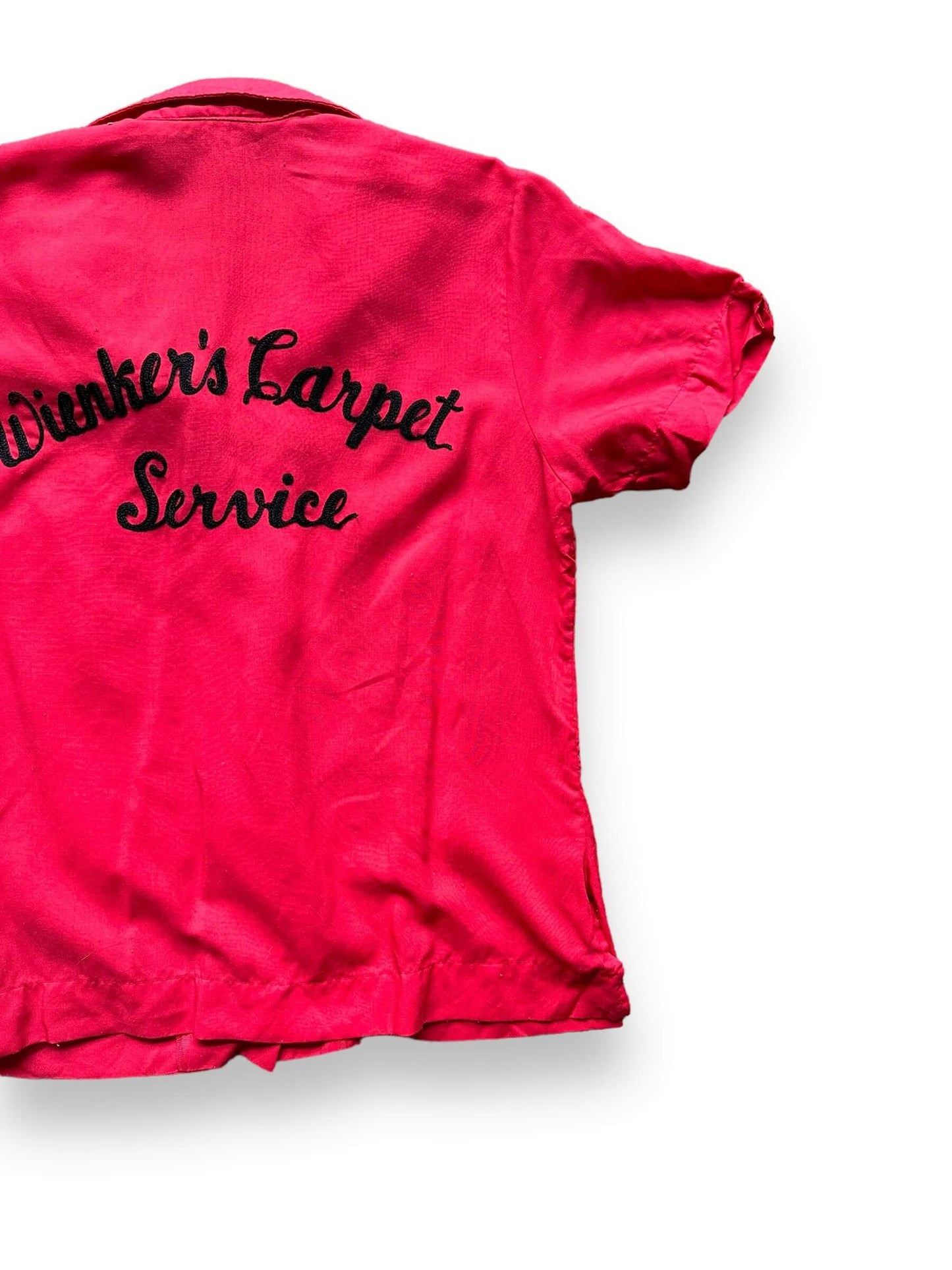 Right Rear View of Vintage Wienkers Carpet Service Ladies Bowling Shirt SZ 34 | Vintage Bowling Shirt Seattle