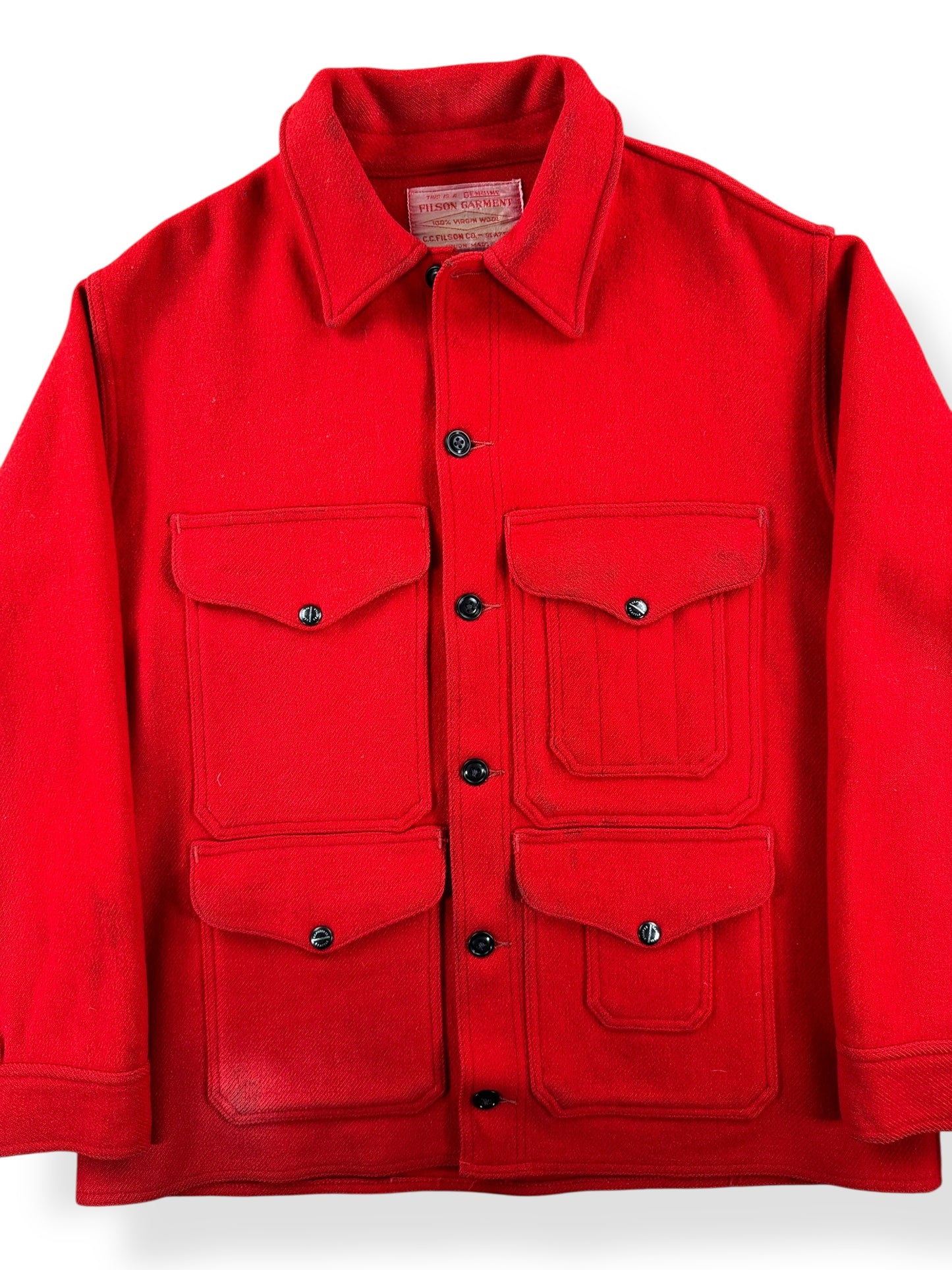 Front Close Up of Vintage Union Made Filson Scarlett Cruiser SZ 46