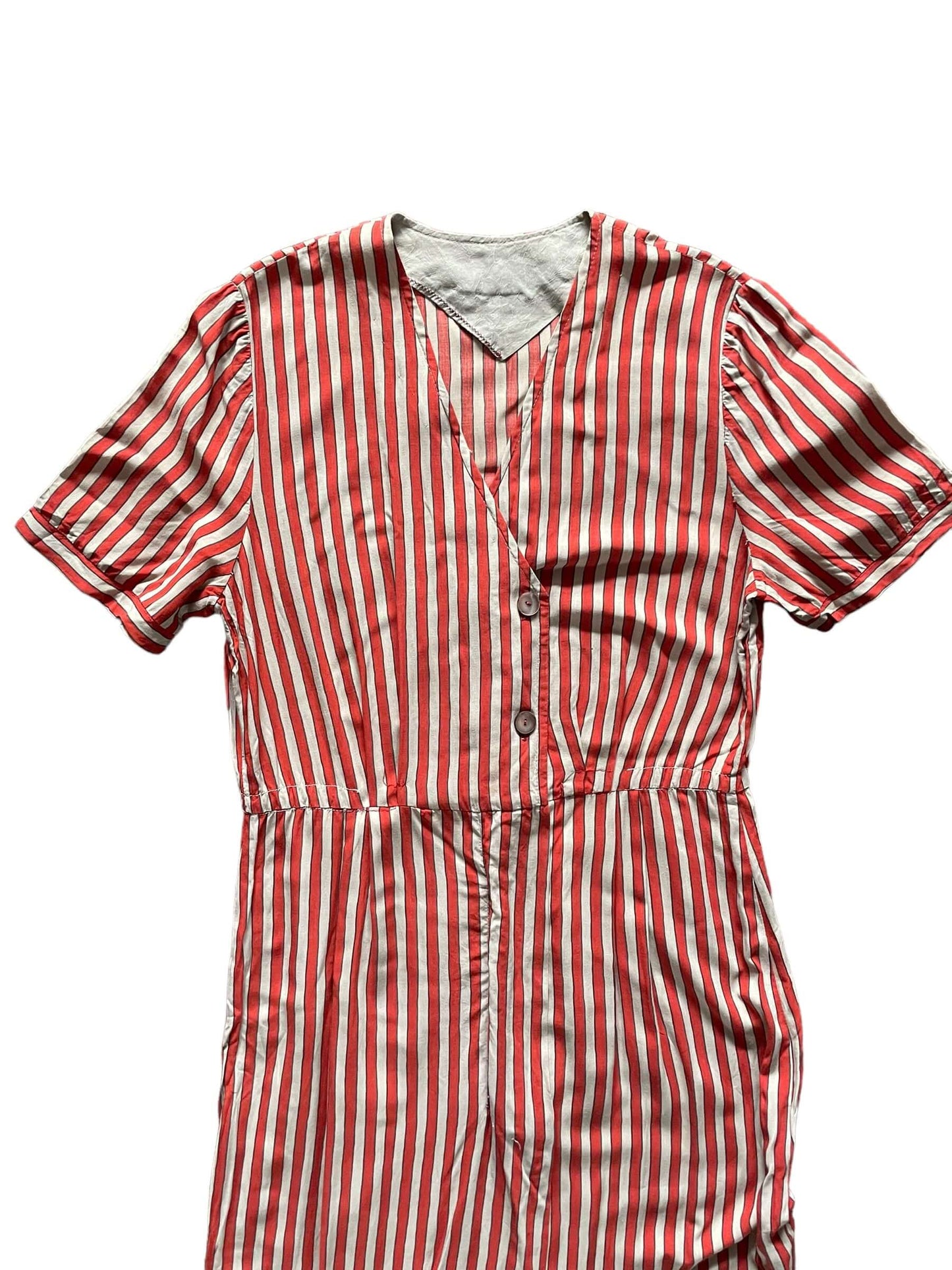 Front top view of Vintage Striped Rayon Dress SZ M | Barn Owl Vintage Dresses| Seattle Vintage Ladies Clothing