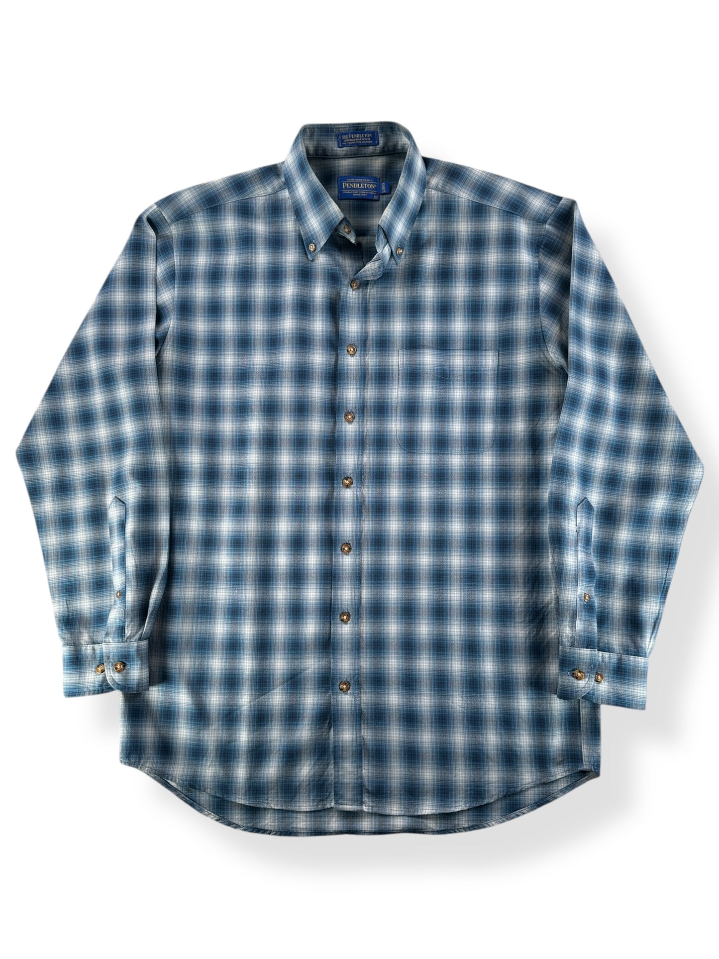 Front of Modern Pendleton "Sir Pendleton" Shadow Plaid Shirt SZ L Long