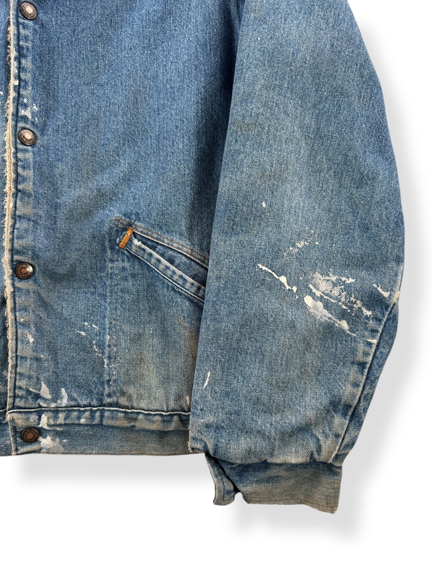 Stains on Vintage Wrangler 74230NV Shearling Lined Denim Jacket SZ 44