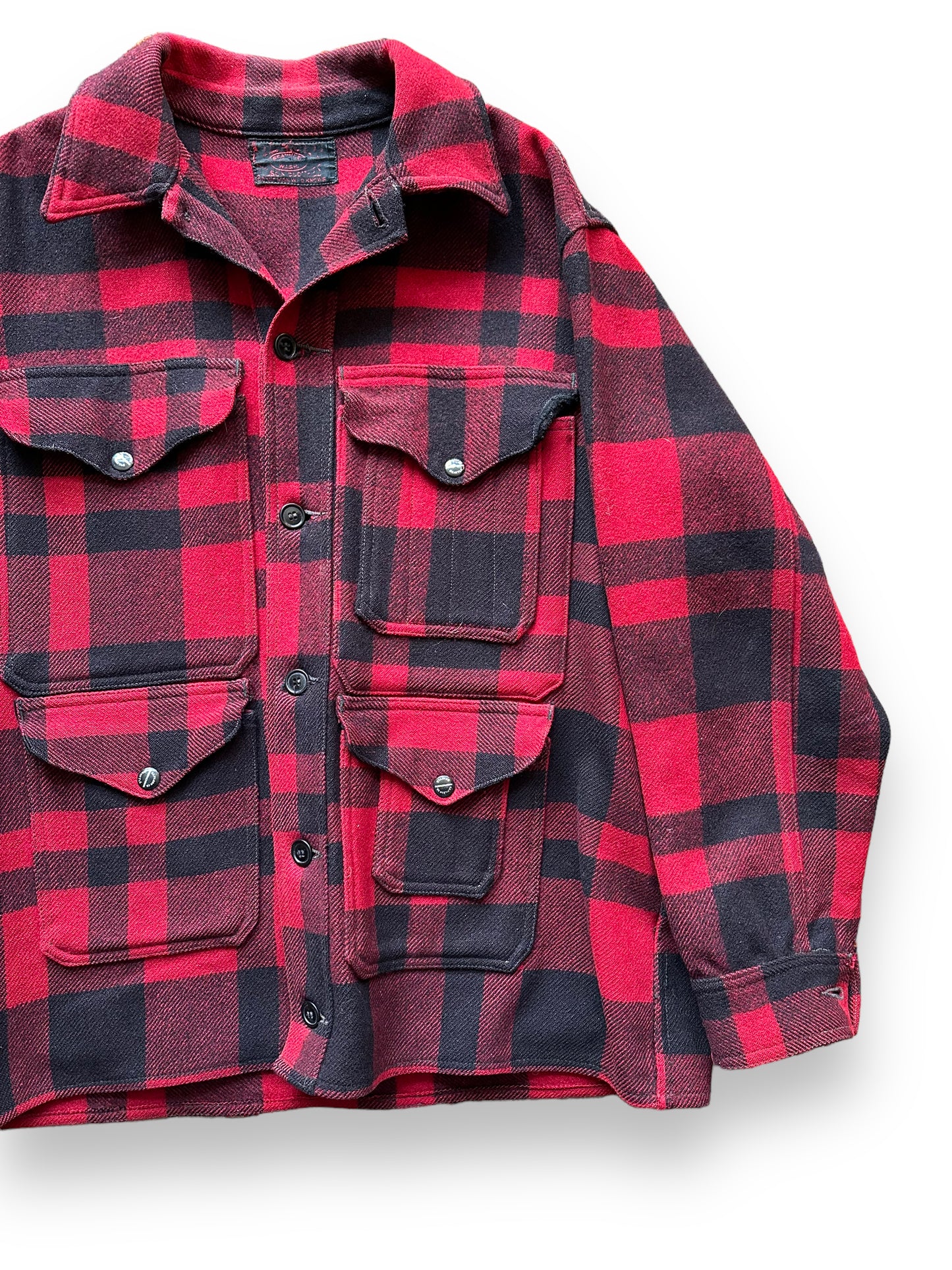 Front Left View of Vintage 1920s-30s Era FilClo Filson Mackinaw Cruiser SZ XL | FilClo Vintage Workwear | Barn Owl Vintage Seattle