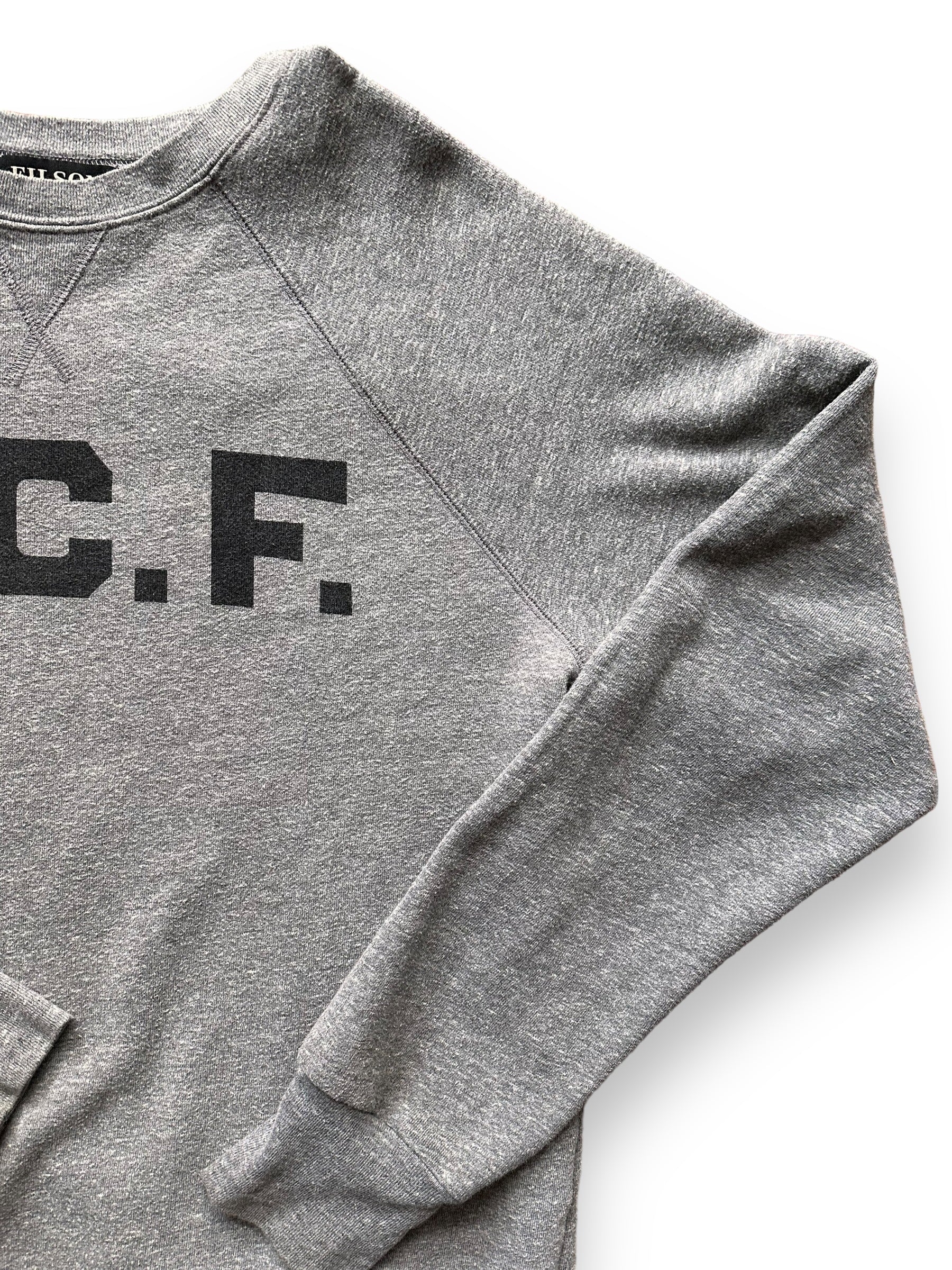 Front Upper Right View of Filson CCF Single V Crewneck Sweatshirt SZ XL |  Barn Owl Vintage Goods Seattle | Filson Bargain Outlet