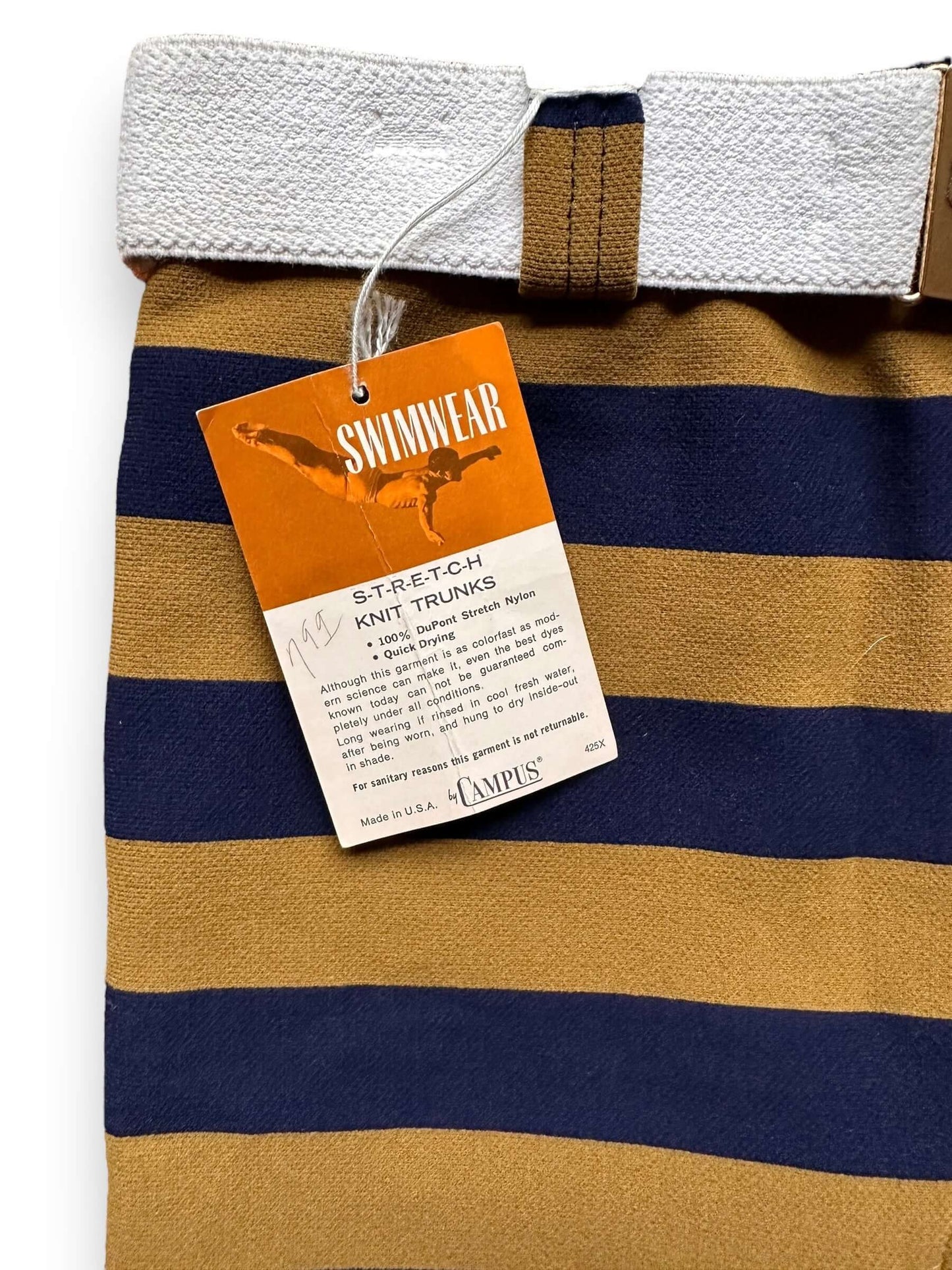 Rear of Tag View on New Old Stock Bathing Suit By Campus SZ M | Barn Owl Vintage Seattle | Vintage Beachwear Seattle