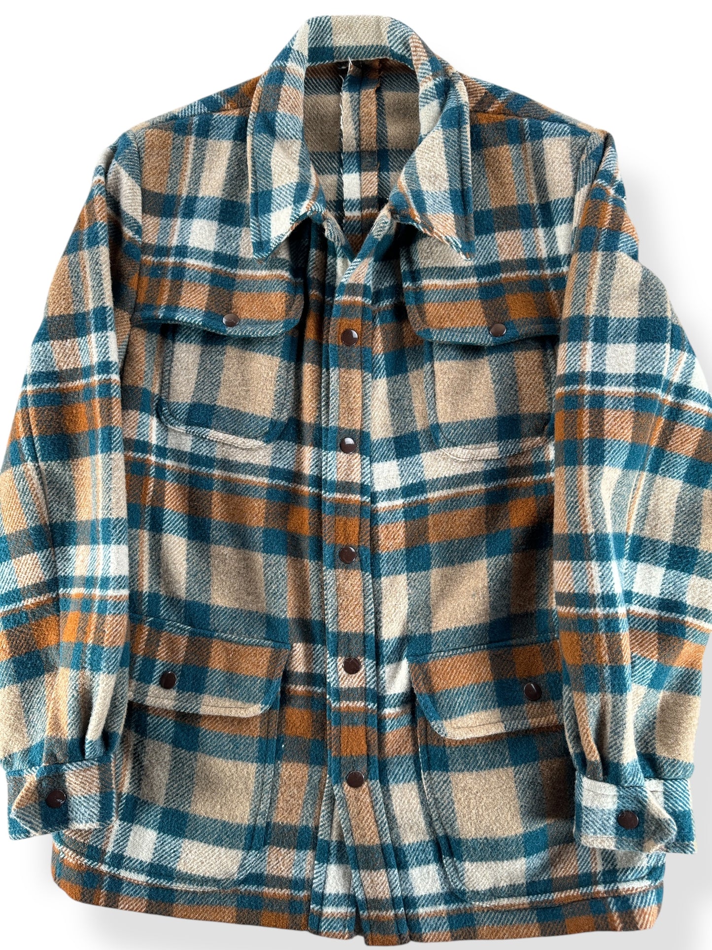 Front Close Up of Vintage Handmade Wool Jacket SZ S