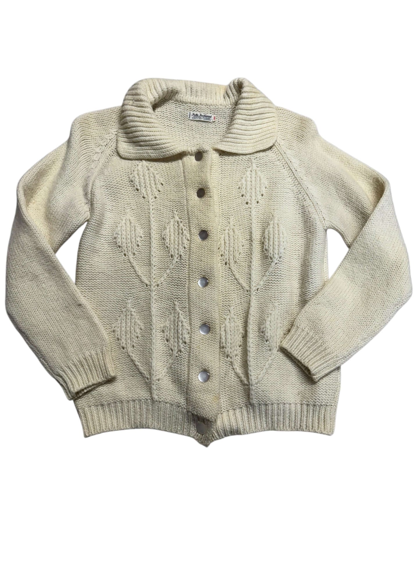 Front view of 1960s Wool Collared Cardigan M