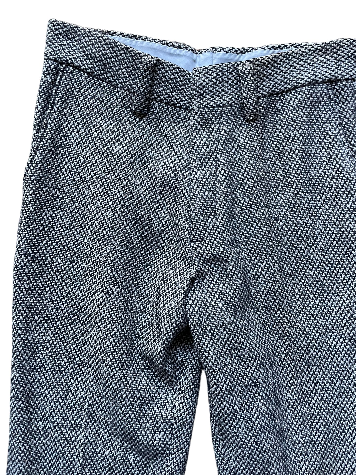 Front waist view of Vintage 1970s Deadstock Wool Blend Tweed Trousers W30 | Barn Owl Vintage Seattle | Vintage Trousers