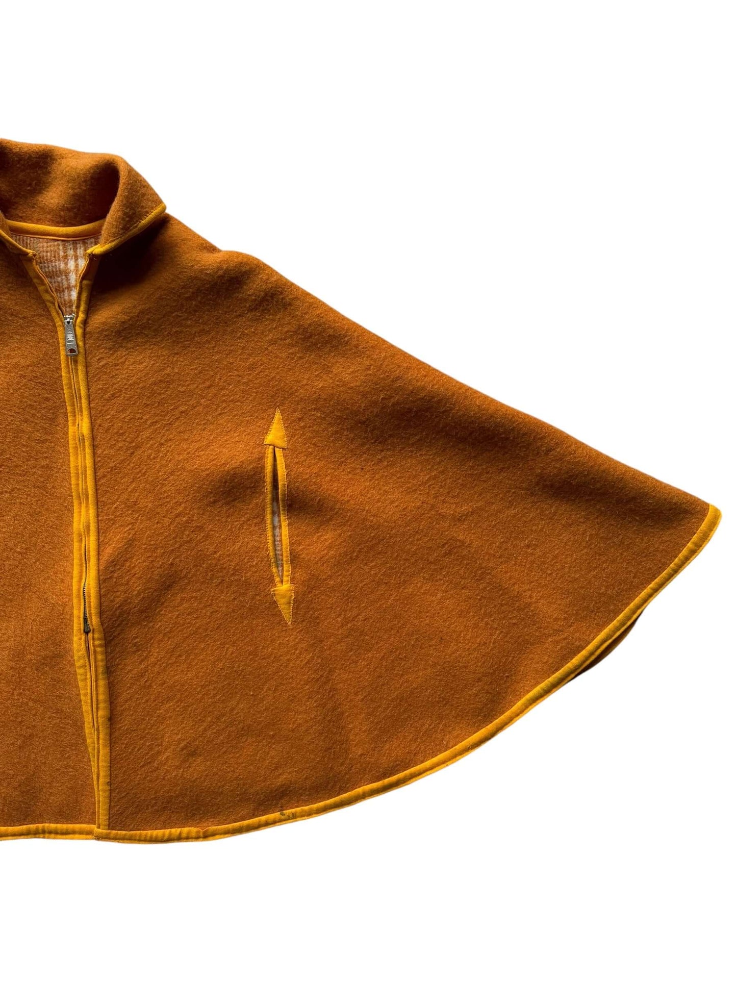 Front orange left side of 1960s Reversible Wool Cape S-XL