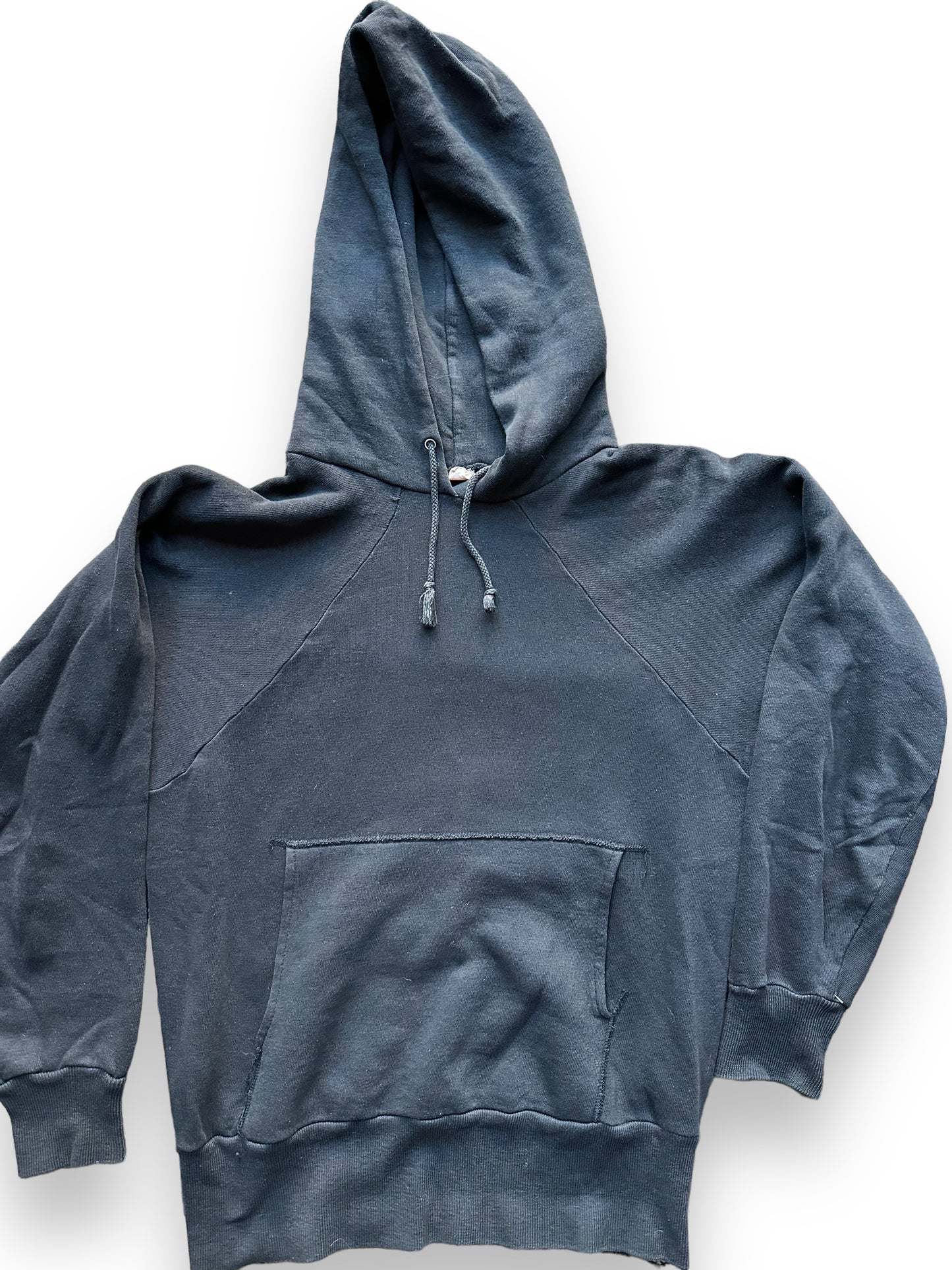 Front Detail on Vintage Black Pennleigh Hooded Sweatshirt SZ M | Vintage Hooded Sweatshirt Seattle | Barn Owl Vintage Clothing